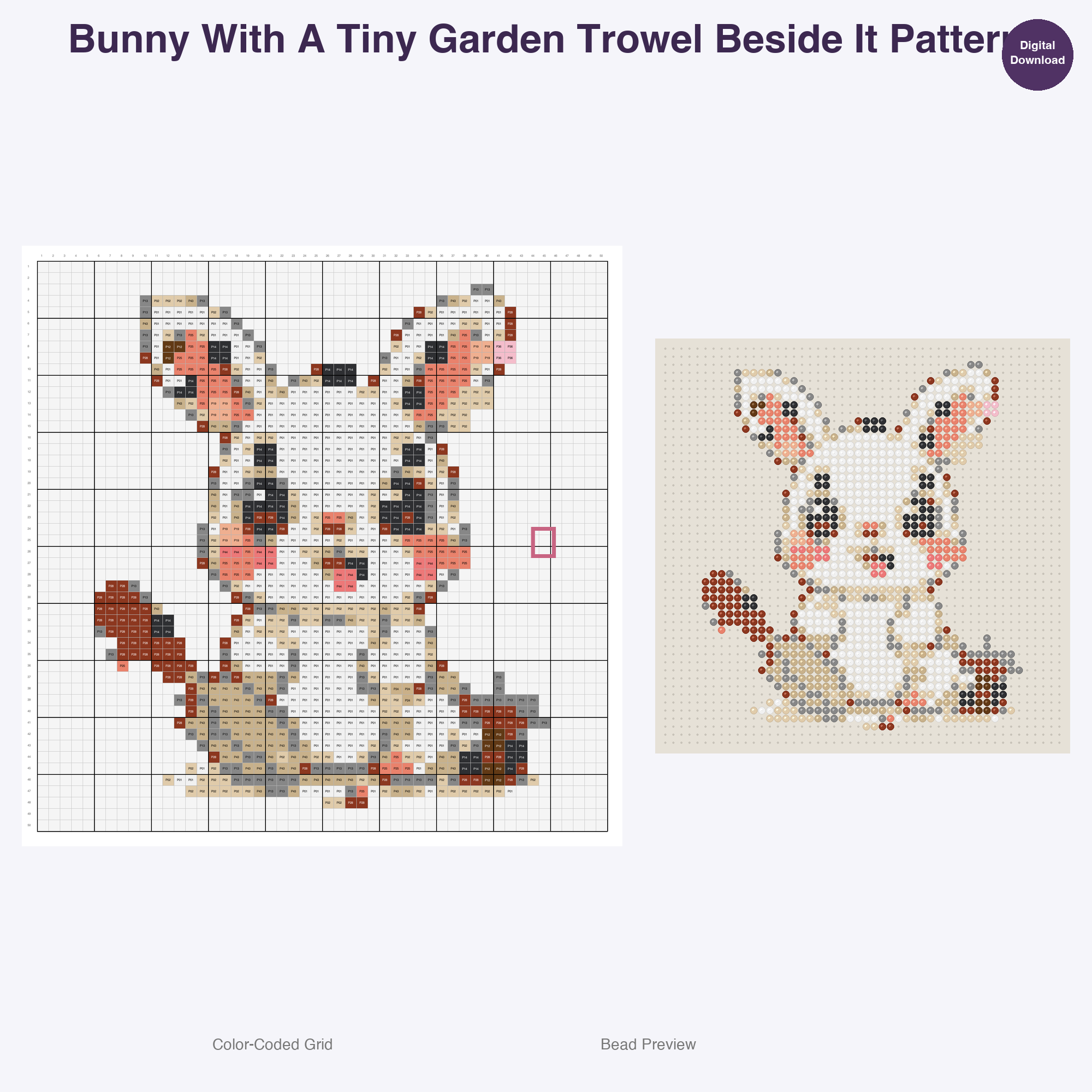 Fluffy Garden Friends Perler Bead Patterns, 48 Designs x 3 Grid Sizes (29x29 + 50x50 + 128x128), Fuse Bead PDF Digital Download