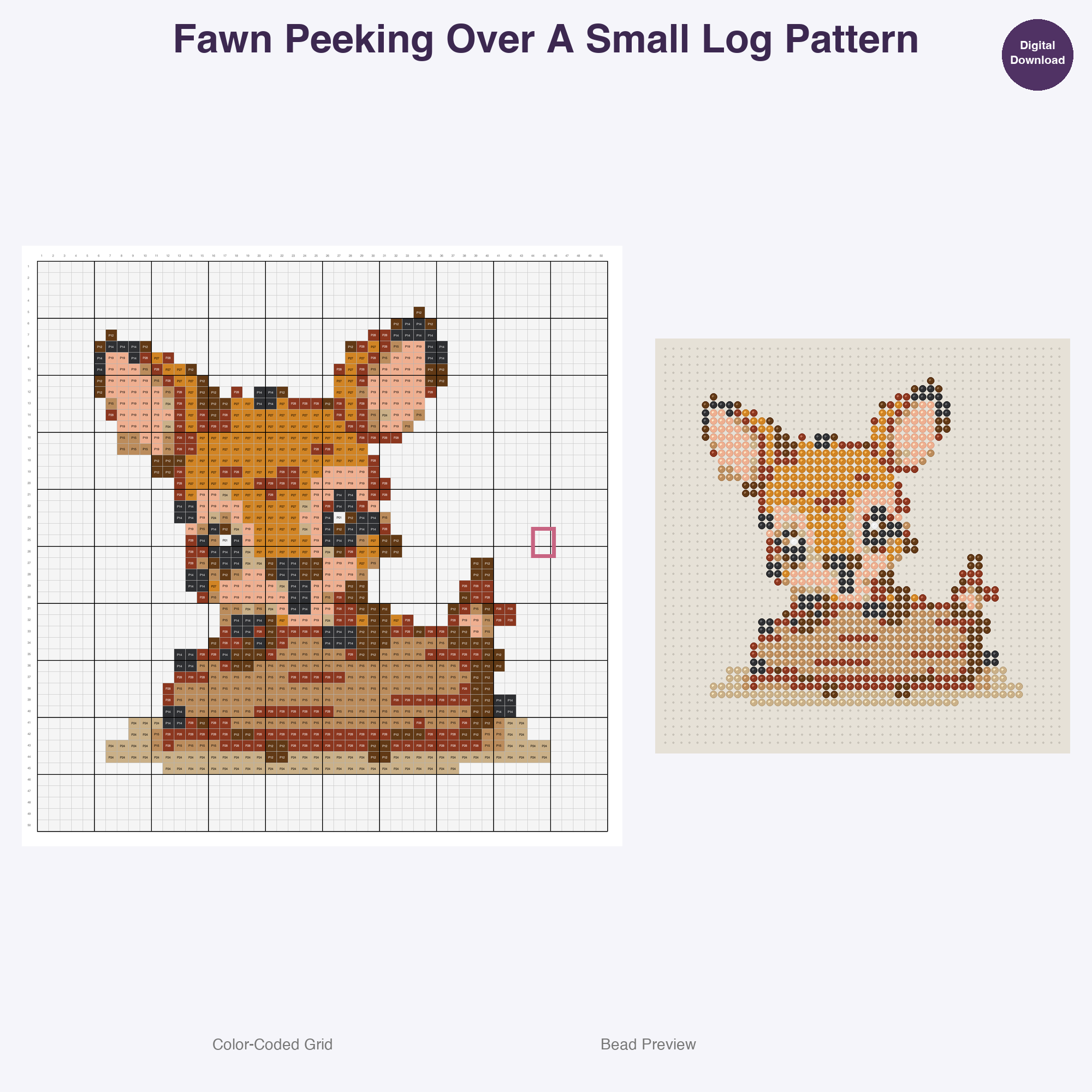 Frolicking Fawns Perler Bead Patterns, 48 Designs x 3 Grid Sizes (29x29 + 50x50 + 128x128), Fuse Bead PDF Digital Download