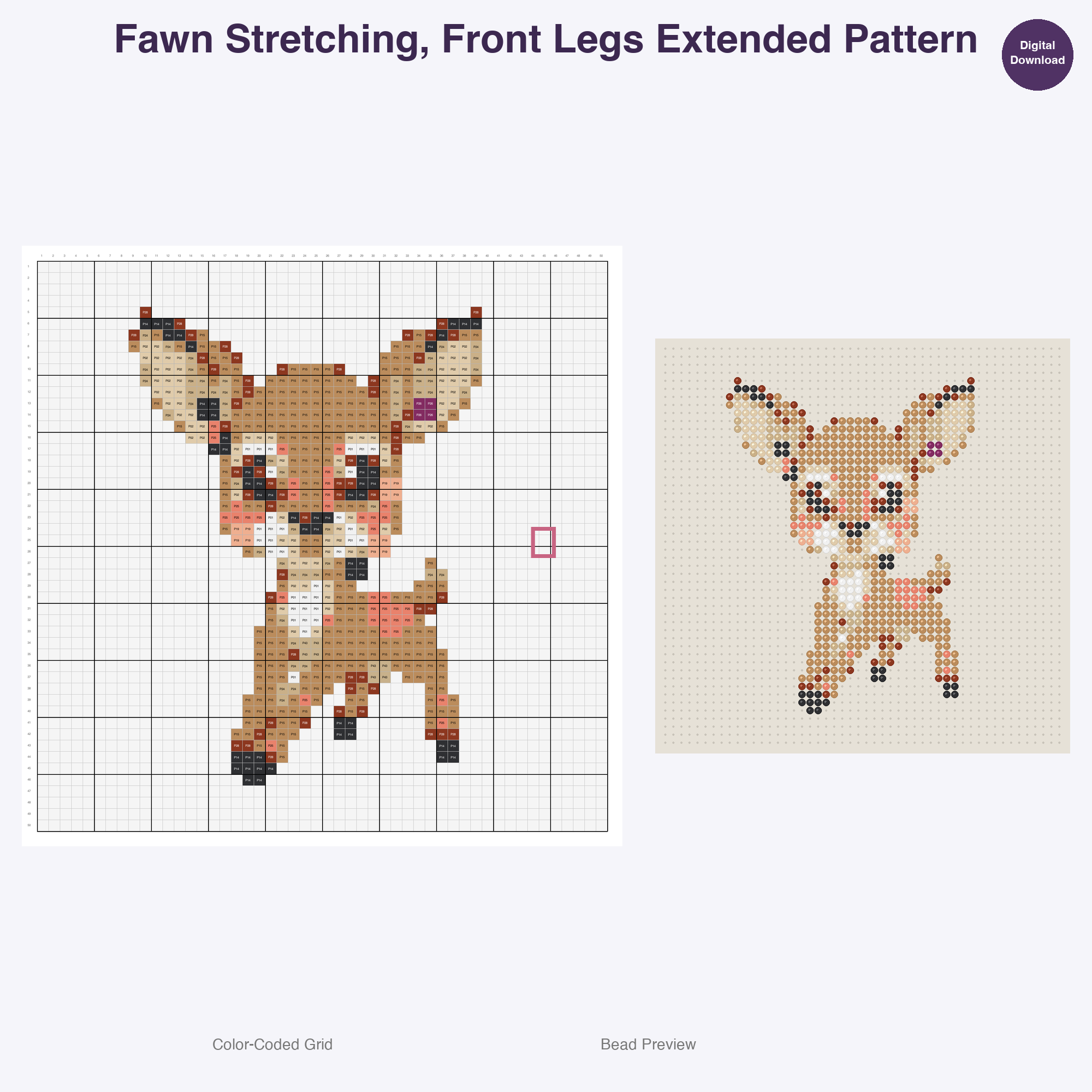 Frolicking Fawns Perler Bead Patterns, 48 Designs x 3 Grid Sizes (29x29 + 50x50 + 128x128), Fuse Bead PDF Digital Download