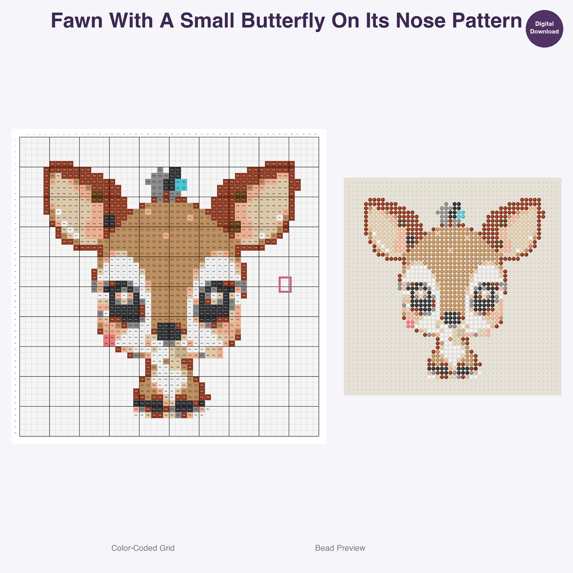 Frolicking Fawns Perler Bead Patterns, 48 Designs x 3 Grid Sizes (29x29 + 50x50 + 128x128), Fuse Bead PDF Digital Download