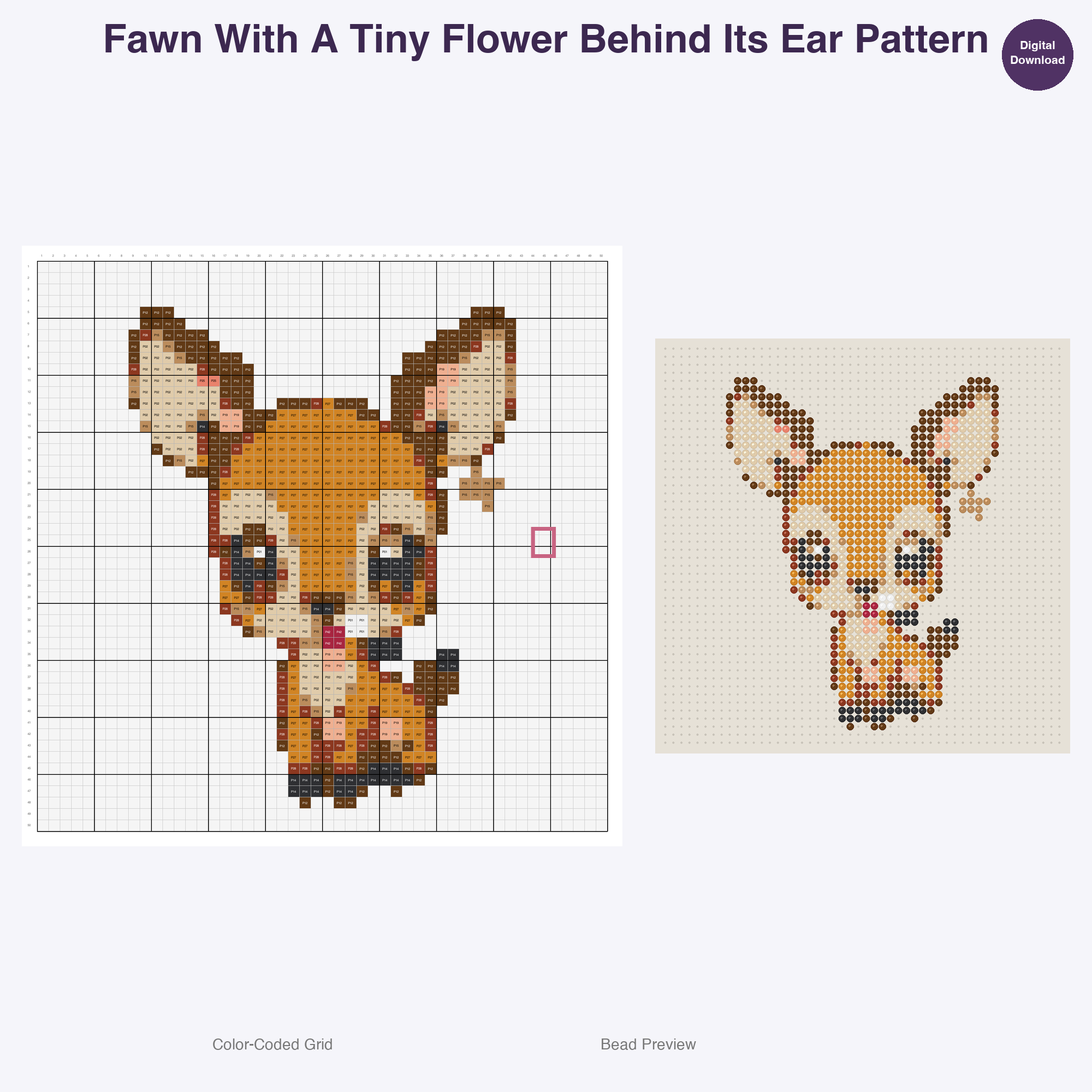 Frolicking Fawns Perler Bead Patterns, 48 Designs x 3 Grid Sizes (29x29 + 50x50 + 128x128), Fuse Bead PDF Digital Download
