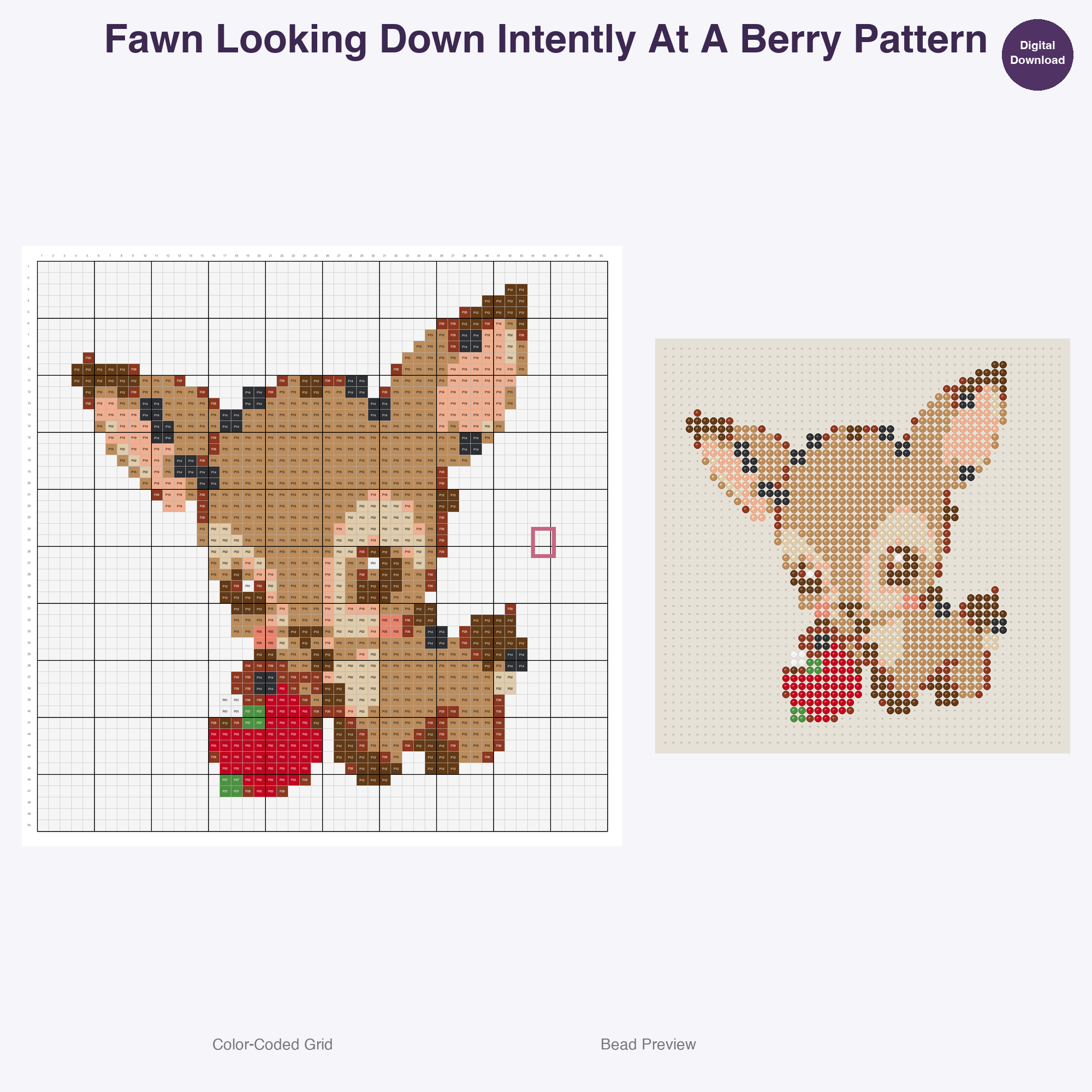 Frolicking Fawns Perler Bead Patterns, 48 Designs x 3 Grid Sizes (29x29 + 50x50 + 128x128), Fuse Bead PDF Digital Download