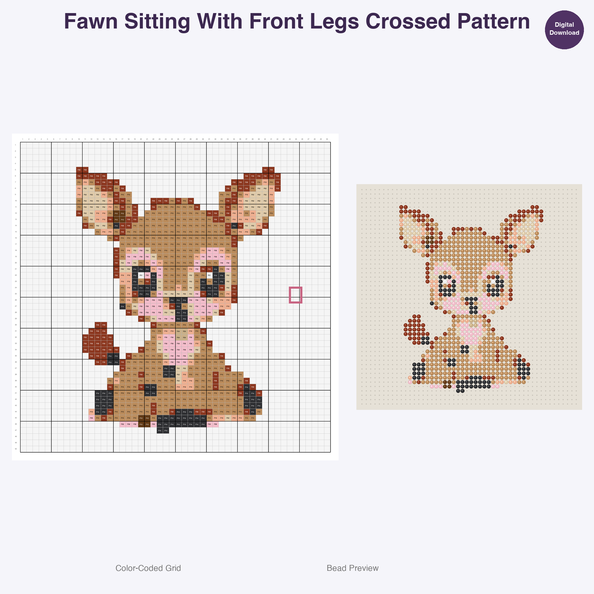 Frolicking Fawns Perler Bead Patterns, 48 Designs x 3 Grid Sizes (29x29 + 50x50 + 128x128), Fuse Bead PDF Digital Download