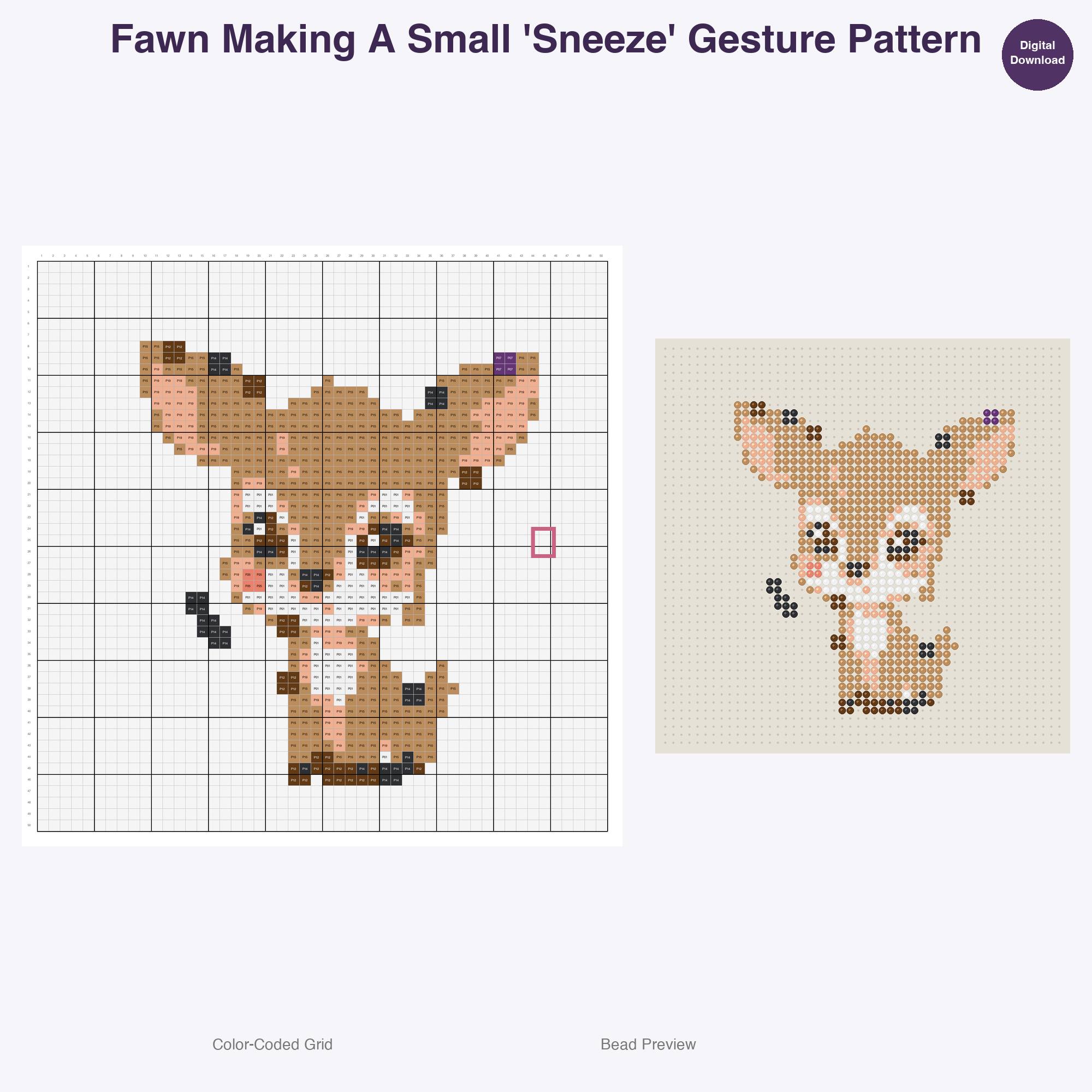 Frolicking Fawns Perler Bead Patterns, 48 Designs x 3 Grid Sizes (29x29 + 50x50 + 128x128), Fuse Bead PDF Digital Download
