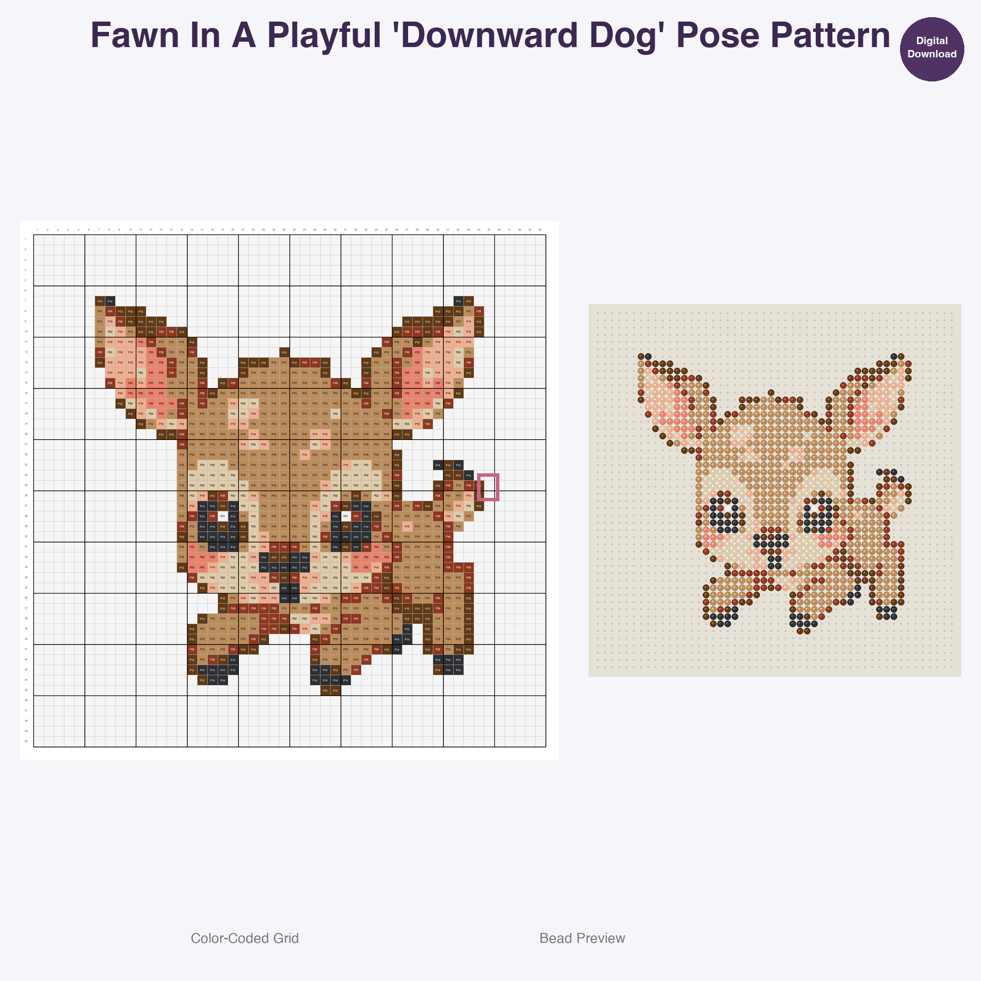 Frolicking Fawns Perler Bead Patterns, 48 Designs x 3 Grid Sizes (29x29 + 50x50 + 128x128), Fuse Bead PDF Digital Download