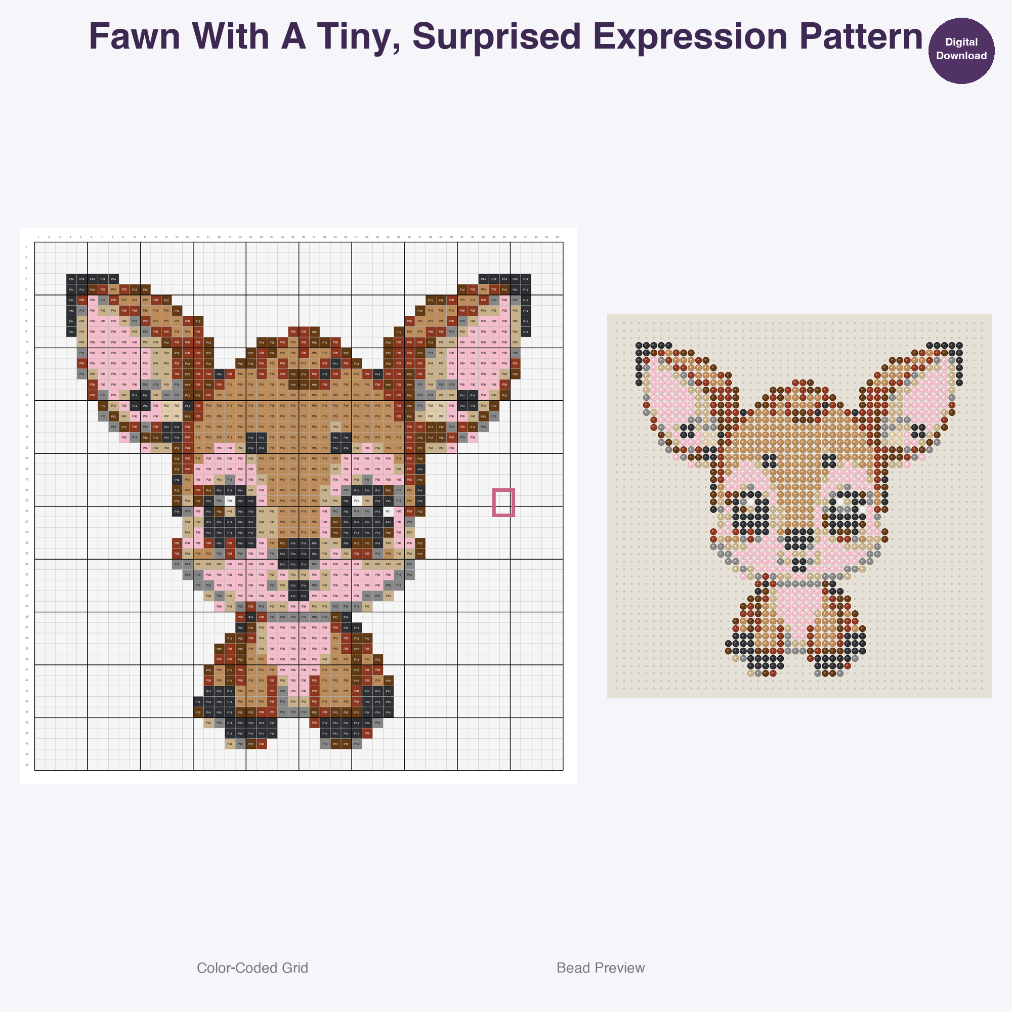 Frolicking Fawns Perler Bead Patterns, 48 Designs x 3 Grid Sizes (29x29 + 50x50 + 128x128), Fuse Bead PDF Digital Download