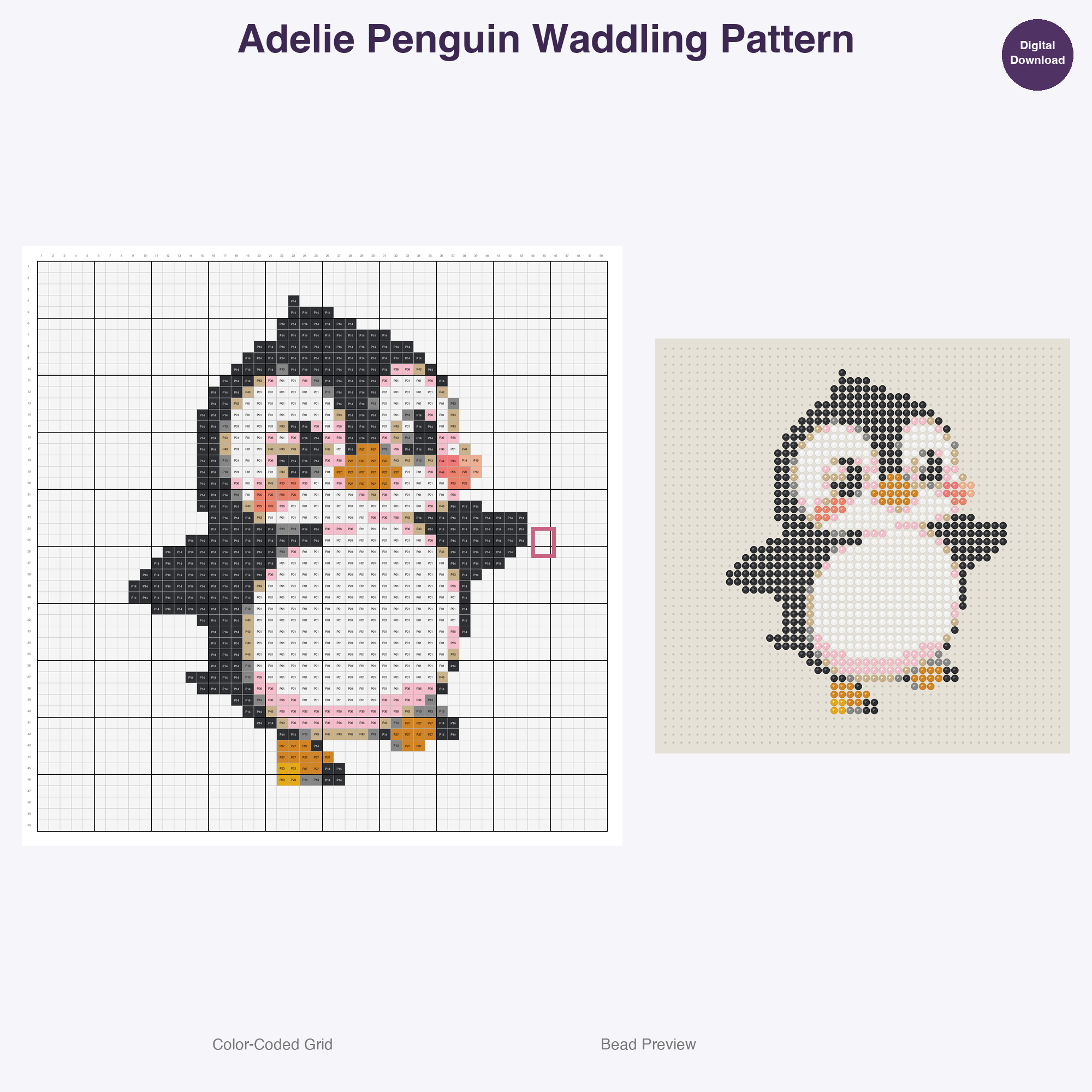 Frozen Wonderland Critters Perler Bead Patterns, 48 Designs x 3 Grid Sizes (29x29 + 50x50 + 128x128), Fuse Bead PDF Digital Download