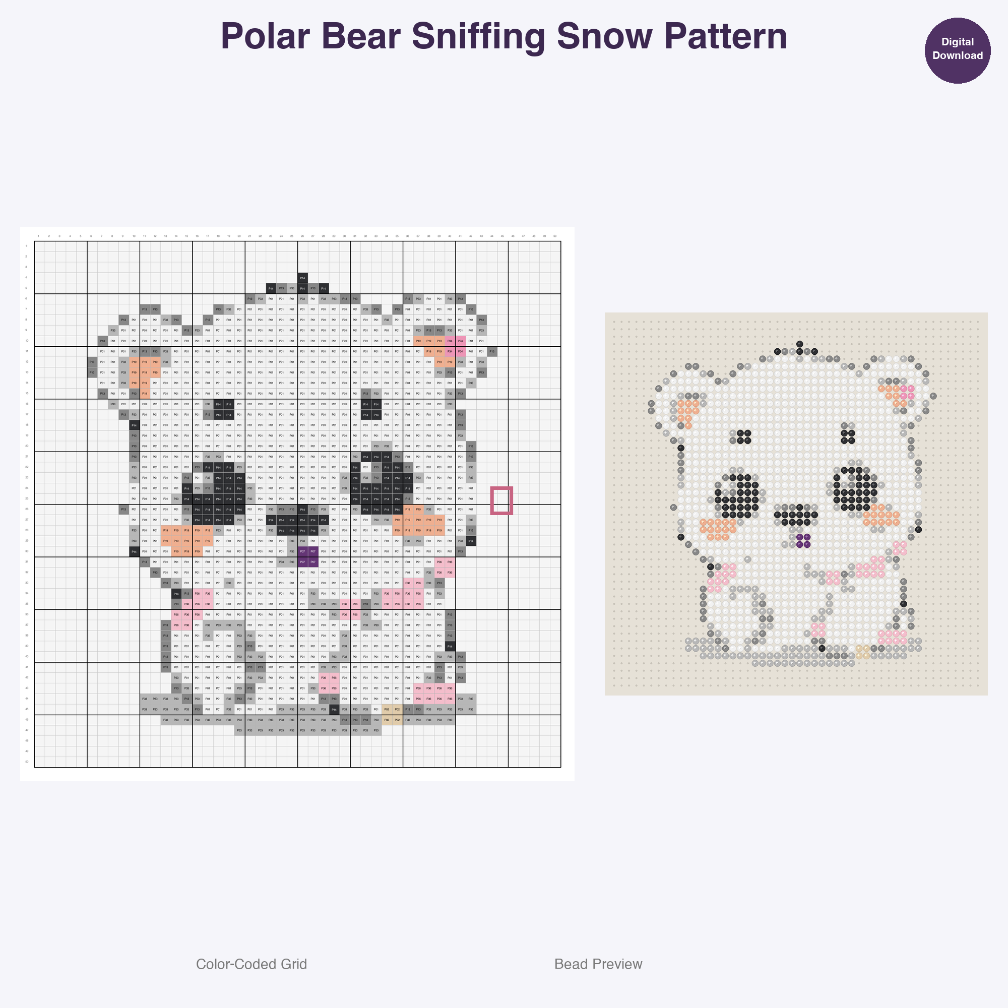 Frozen Wonderland Critters Perler Bead Patterns, 48 Designs x 3 Grid Sizes (29x29 + 50x50 + 128x128), Fuse Bead PDF Digital Download
