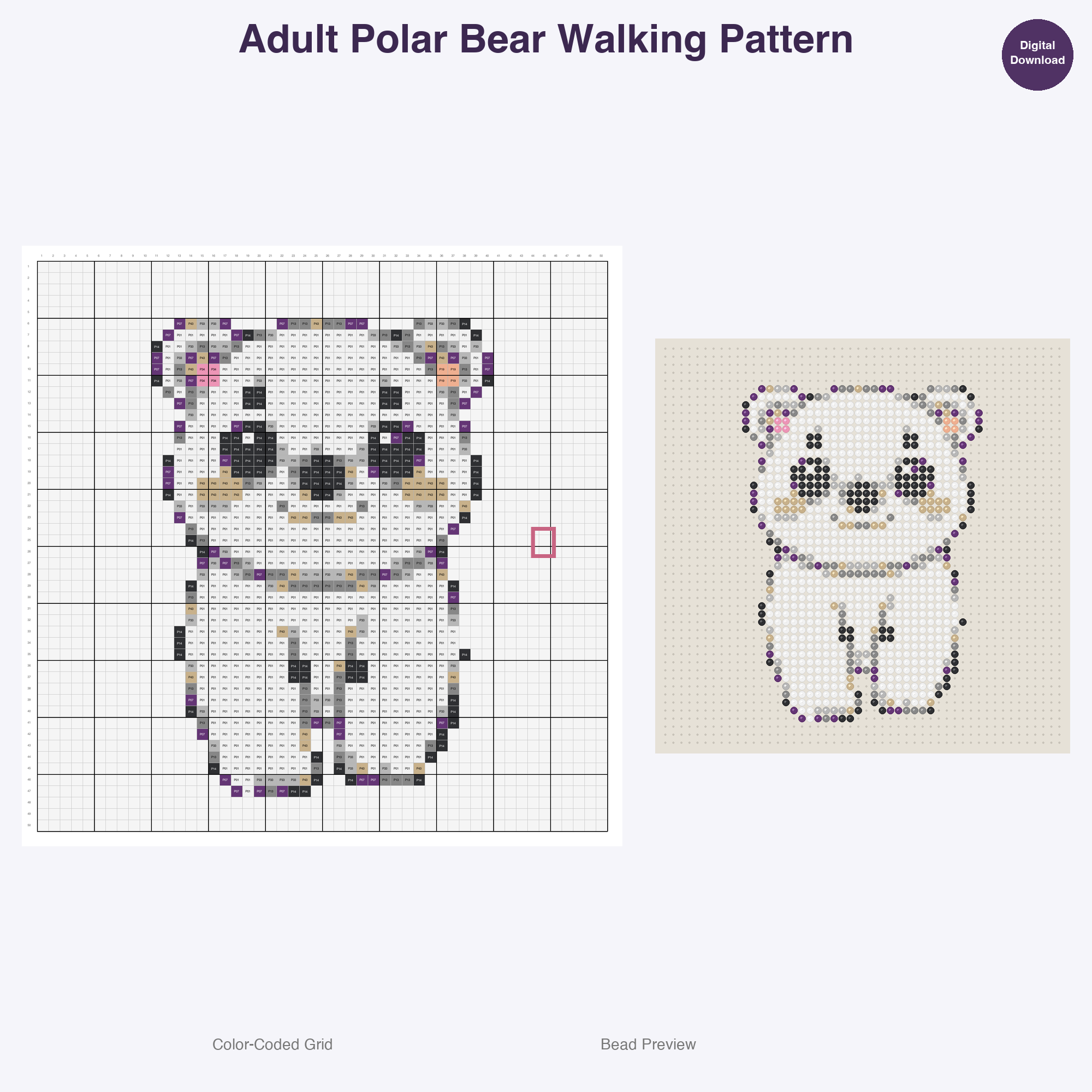 Frozen Wonderland Critters Perler Bead Patterns, 48 Designs x 3 Grid Sizes (29x29 + 50x50 + 128x128), Fuse Bead PDF Digital Download