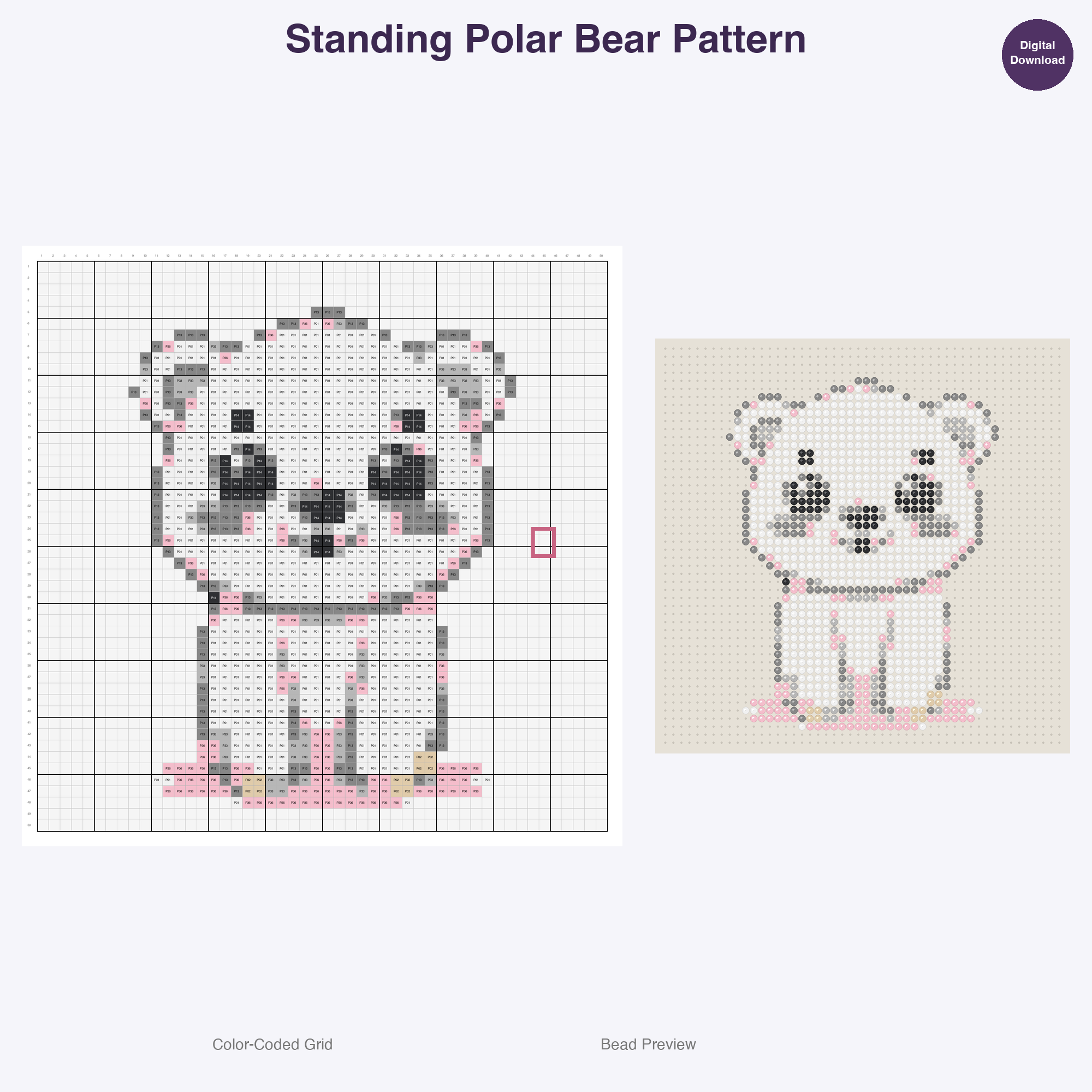 Frozen Wonderland Critters Perler Bead Patterns, 48 Designs x 3 Grid Sizes (29x29 + 50x50 + 128x128), Fuse Bead PDF Digital Download