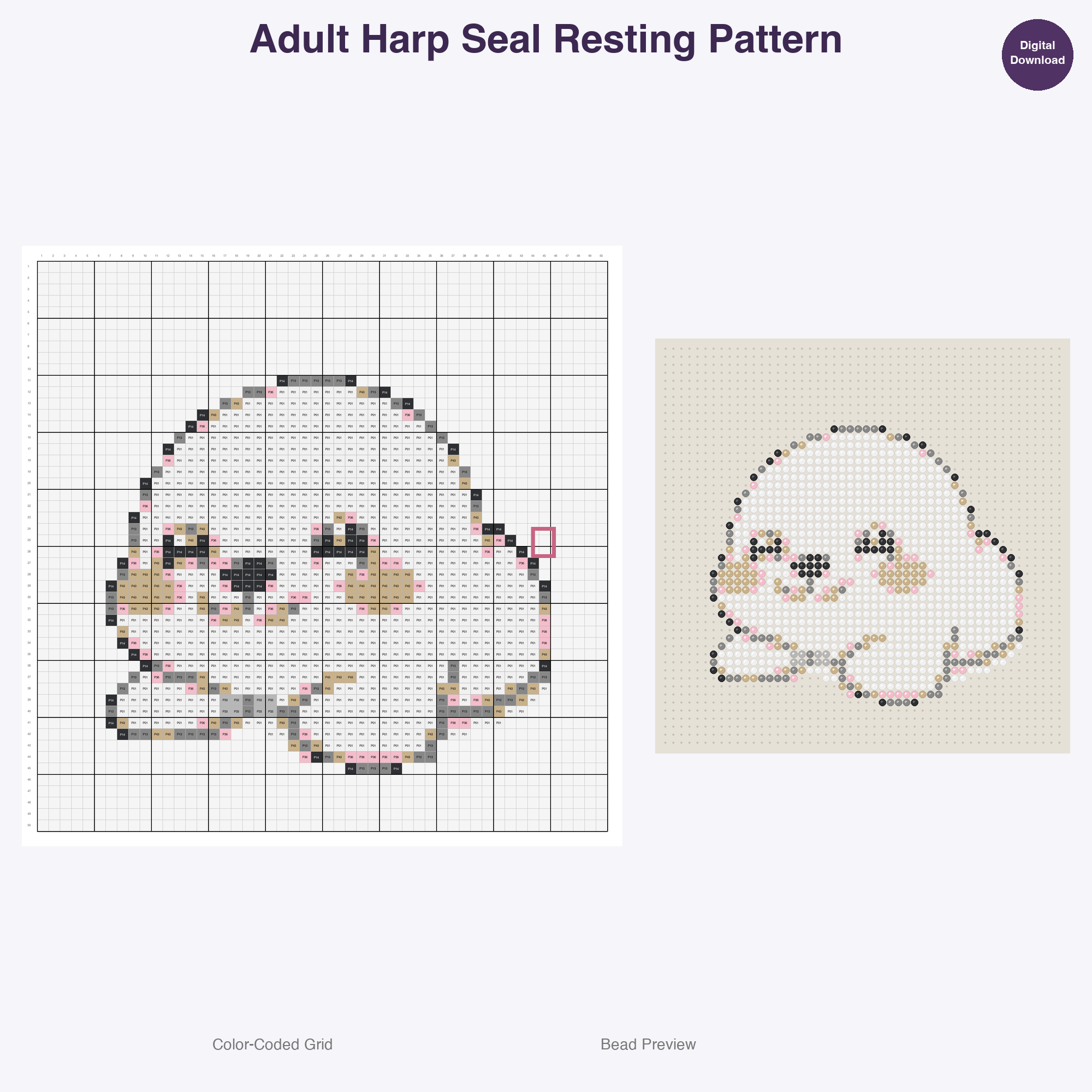Frozen Wonderland Critters Perler Bead Patterns, 48 Designs x 3 Grid Sizes (29x29 + 50x50 + 128x128), Fuse Bead PDF Digital Download