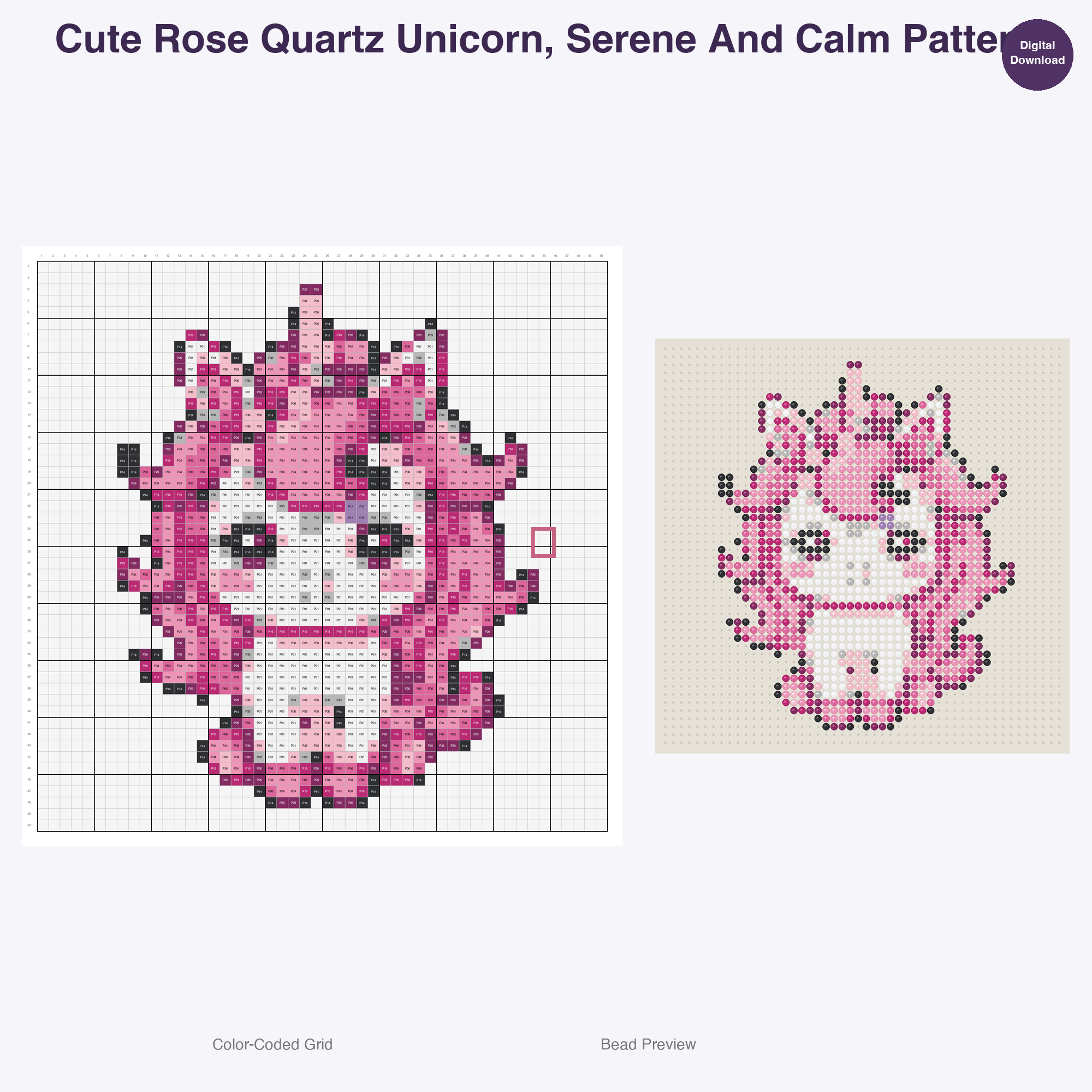 Gemstone Mythicals Perler Bead Patterns, 48 Designs x 3 Grid Sizes (29x29 + 50x50 + 128x128), Fuse Bead PDF Digital Download