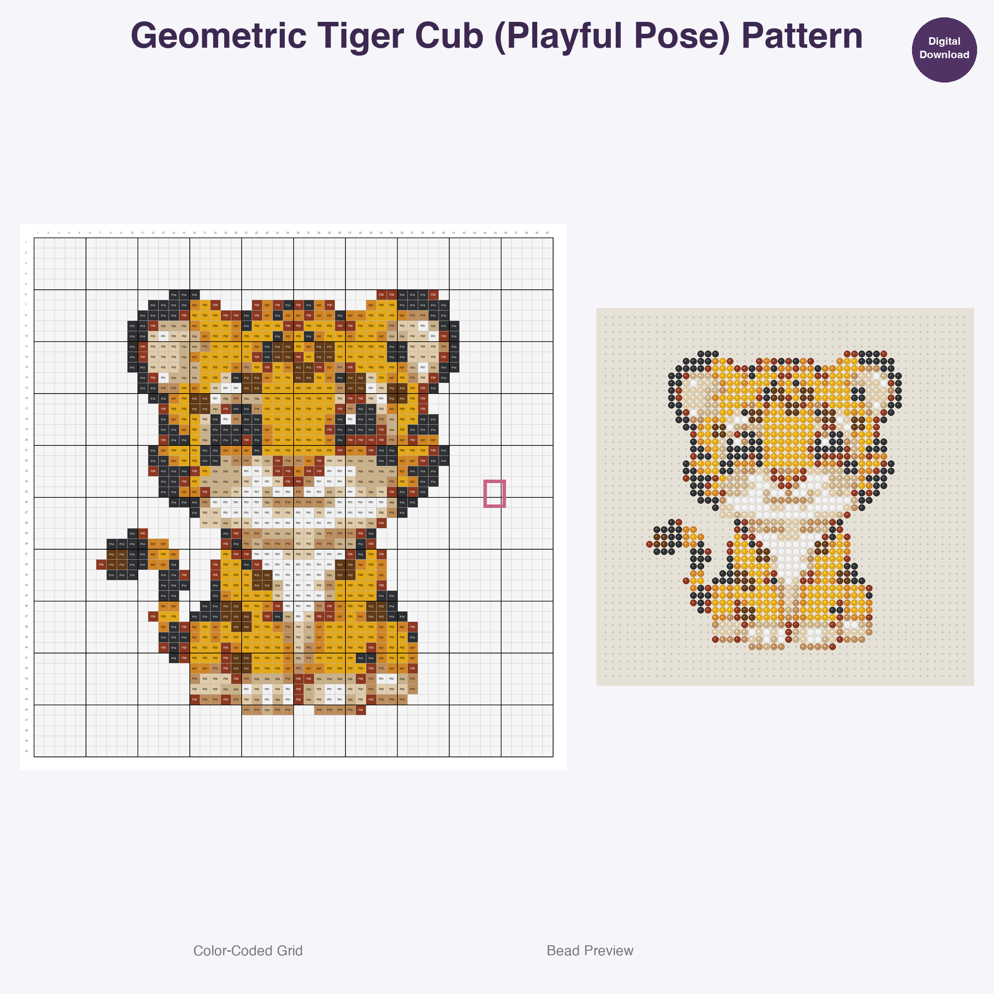 Geometric Jungle Safari Perler Bead Patterns Bundle, 48 Designs (PDF Digital Download)