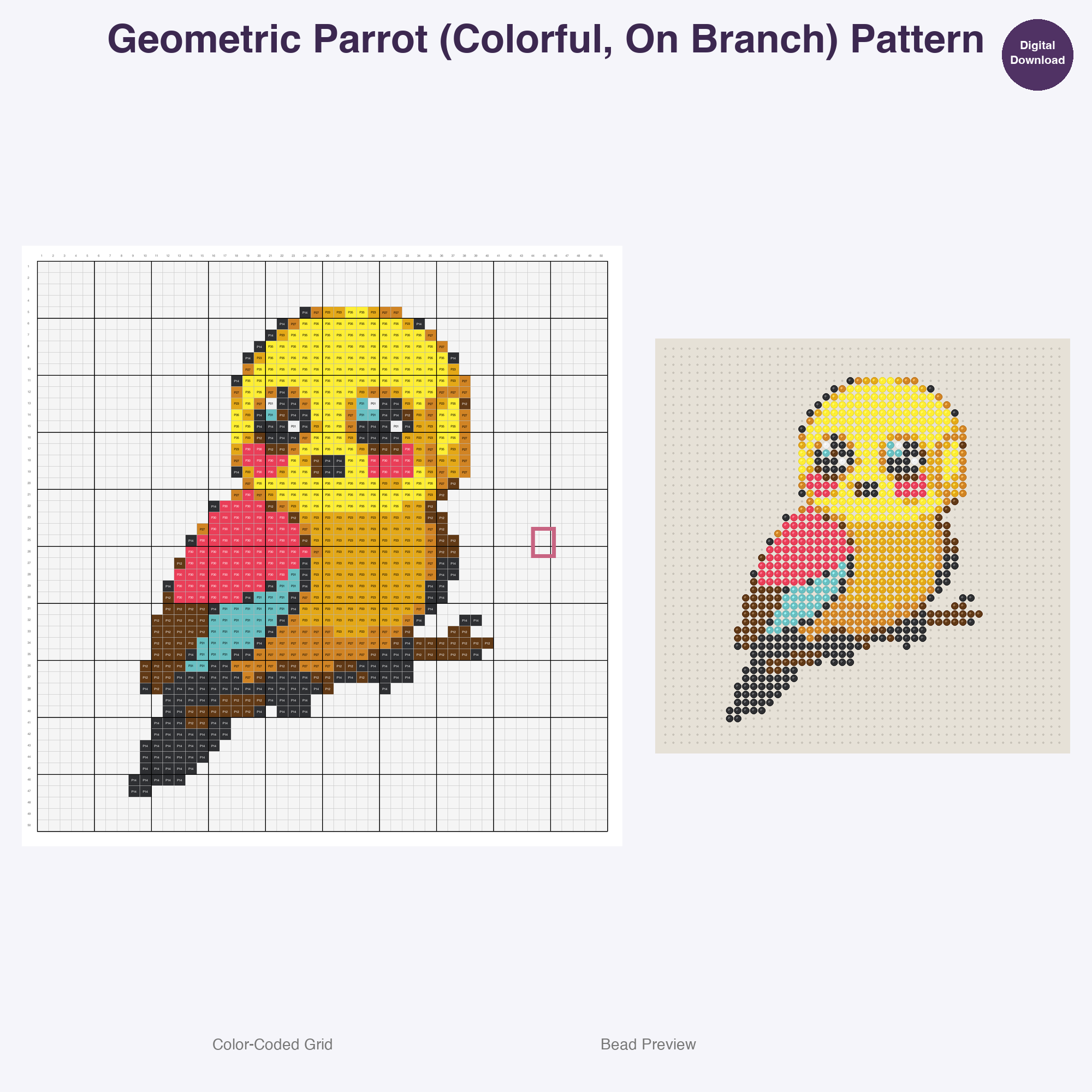 Geometric Jungle Safari Perler Bead Patterns Bundle, 48 Designs (PDF Digital Download)