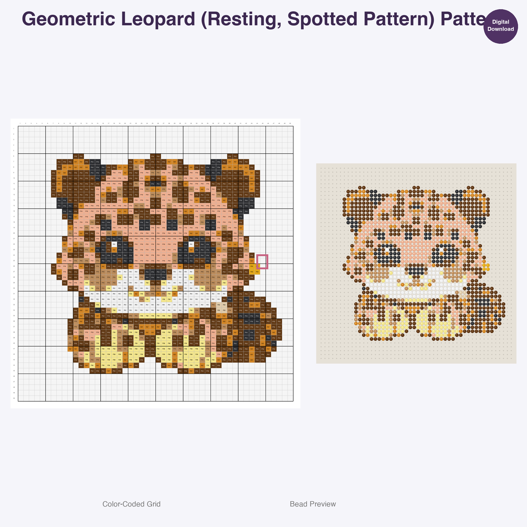 Geometric Jungle Safari Perler Bead Patterns Bundle, 48 Designs (PDF Digital Download)