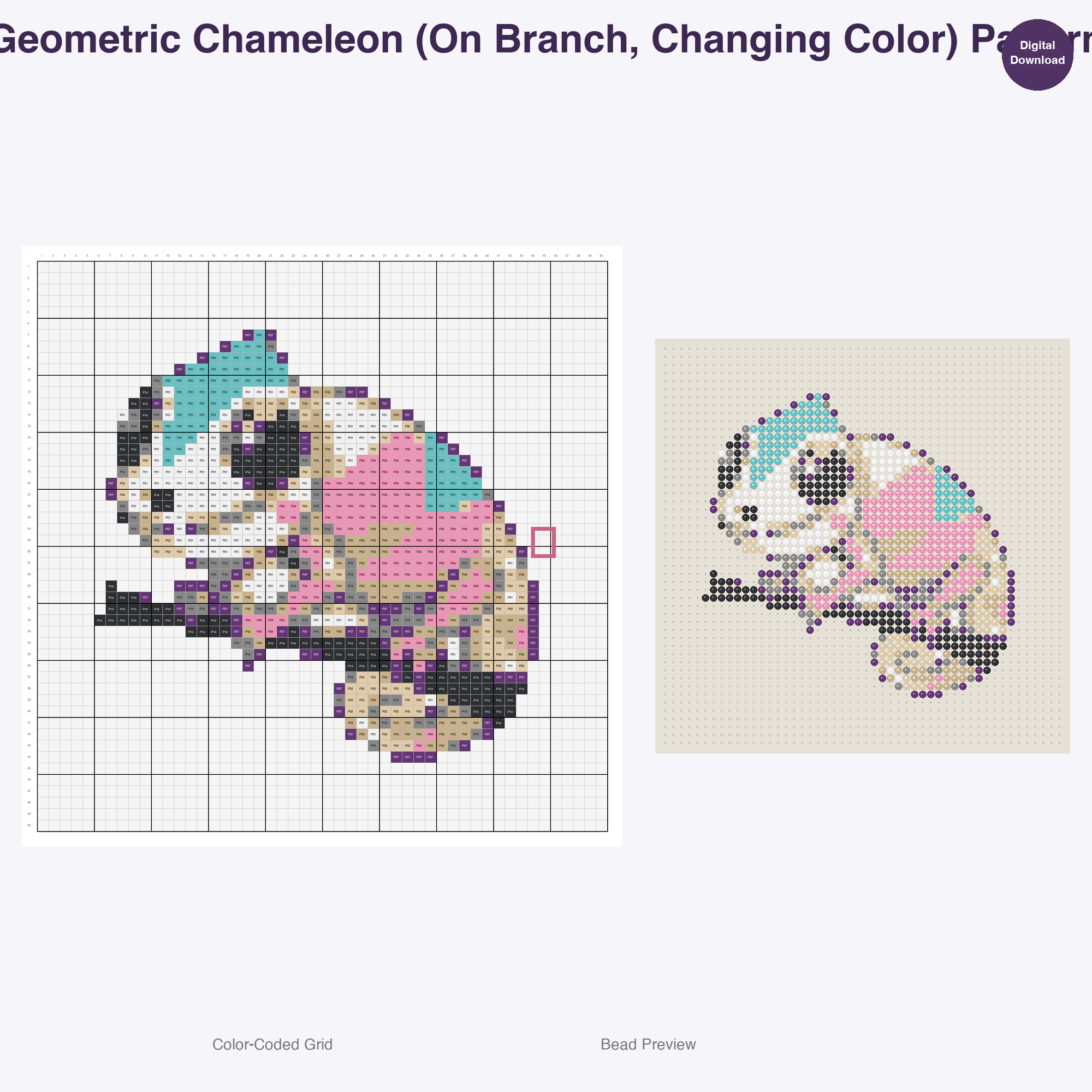 Geometric Jungle Safari Perler Bead Patterns Bundle, 48 Designs (PDF Digital Download)