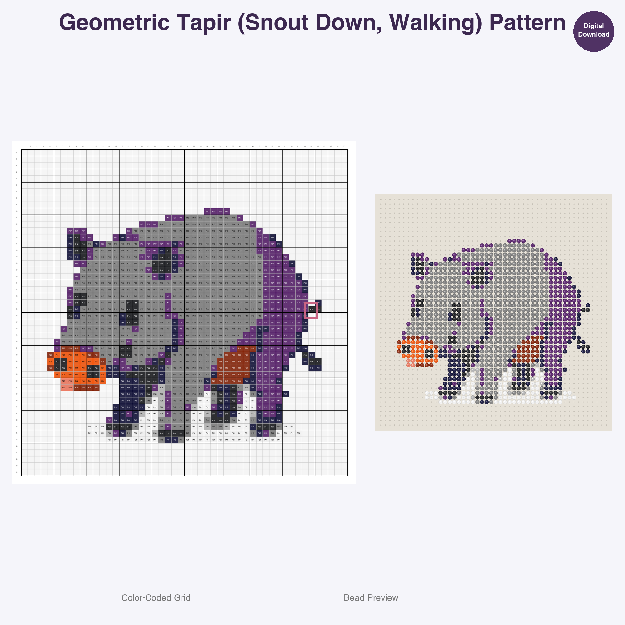 Geometric Jungle Safari Perler Bead Patterns Bundle, 48 Designs (PDF Digital Download)