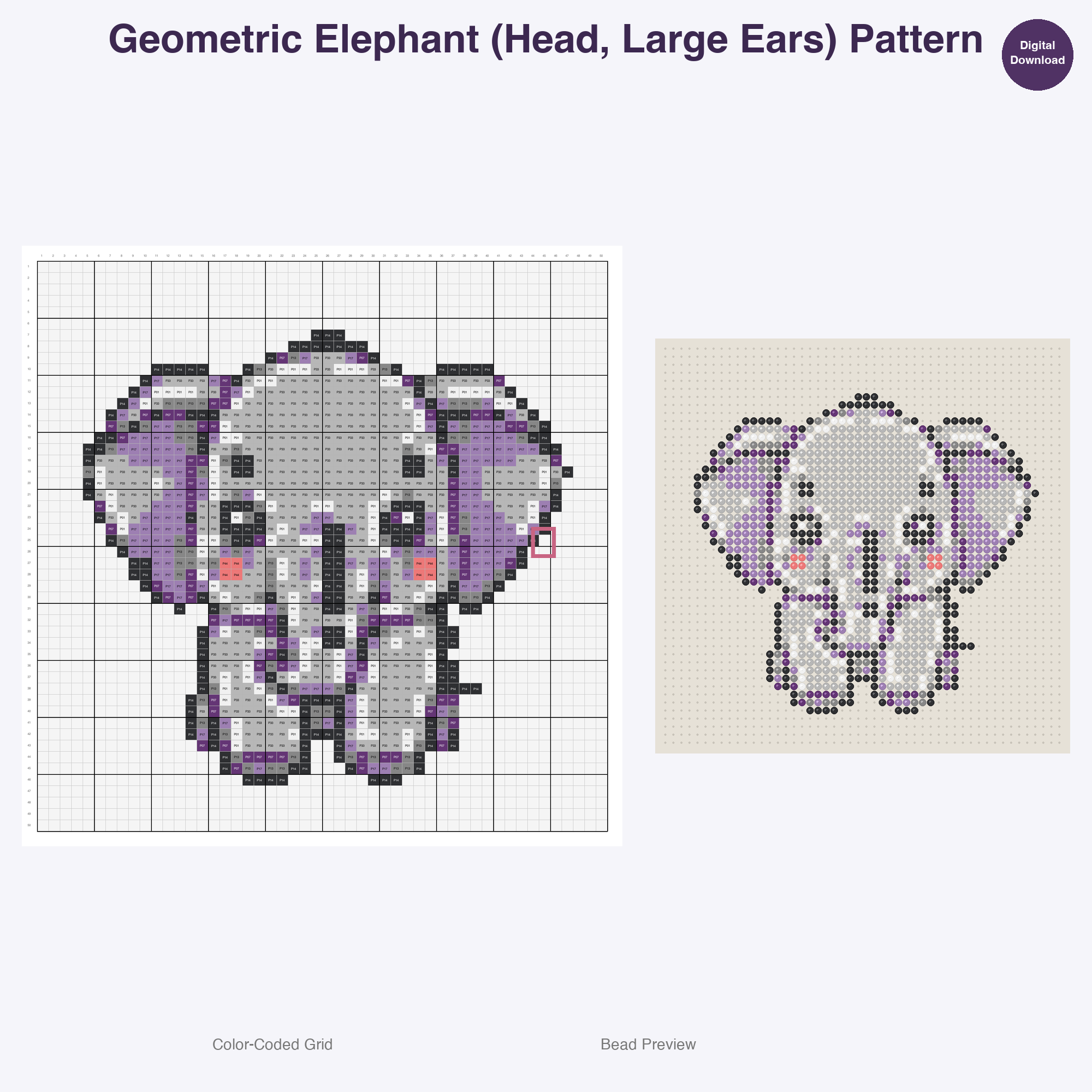 Geometric Jungle Safari Perler Bead Patterns Bundle, 48 Designs (PDF Digital Download)