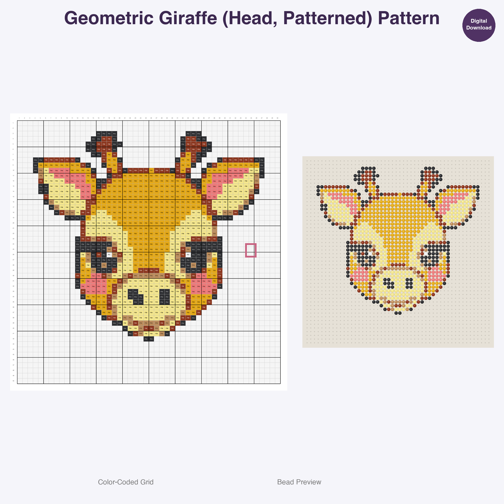 Geometric Jungle Safari Perler Bead Patterns Bundle, 48 Designs (PDF Digital Download)