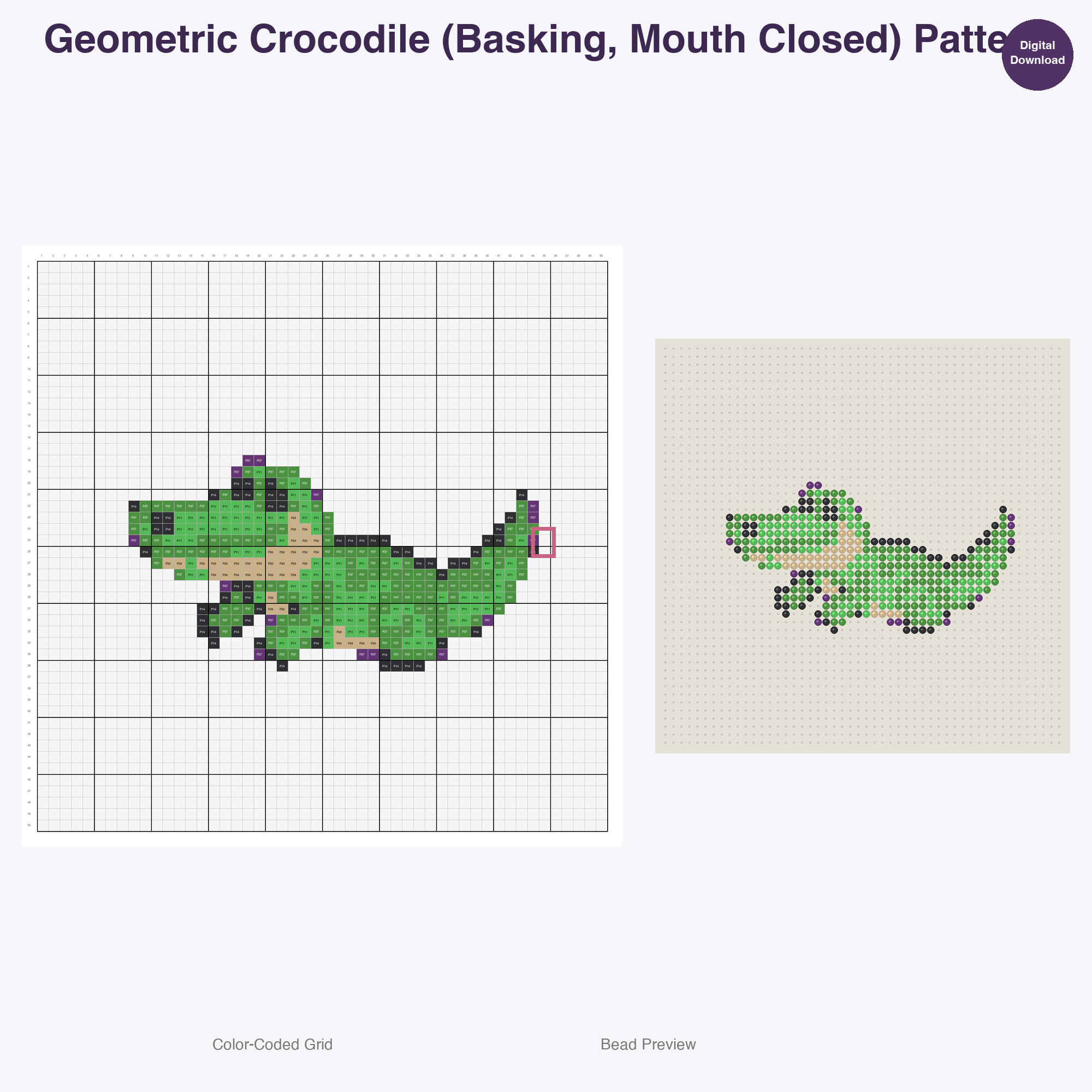 Geometric Jungle Safari Perler Bead Patterns Bundle, 48 Designs (PDF Digital Download)