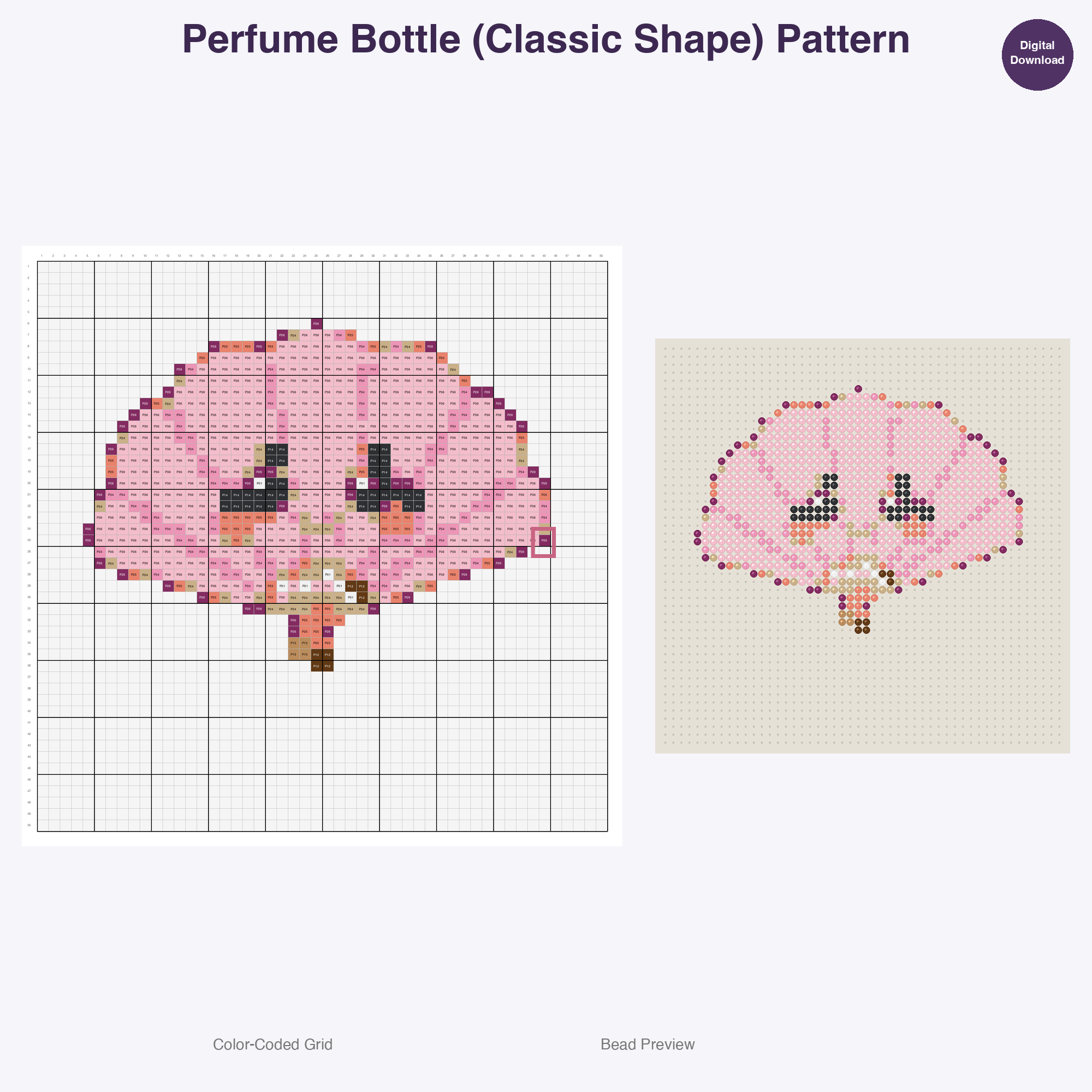 Glamour Glitter Vanity Perler Bead Patterns Bundle, 48 Designs (PDF Digital Download)