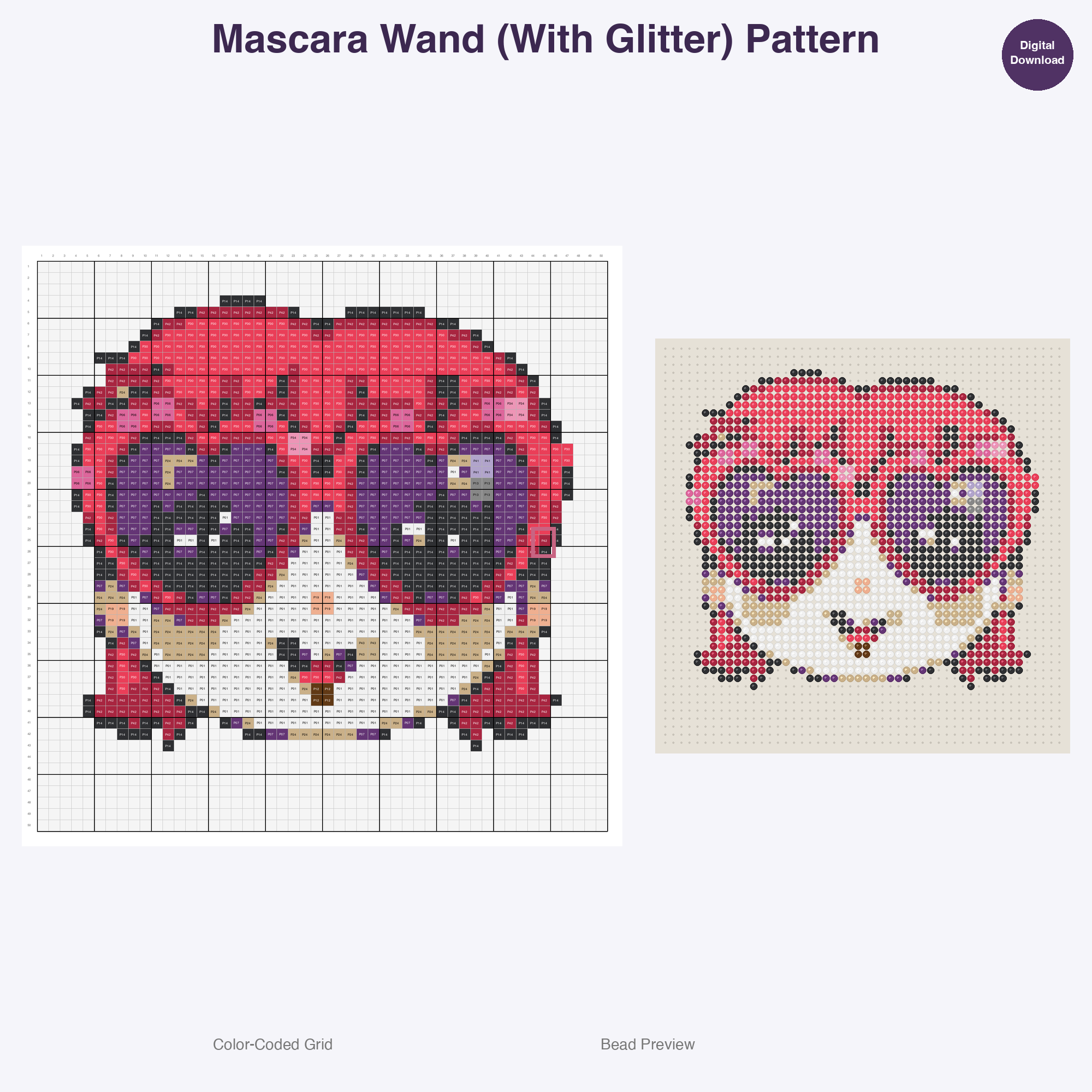 Glamour Glitter Vanity Perler Bead Patterns Bundle, 48 Designs (PDF Digital Download)
