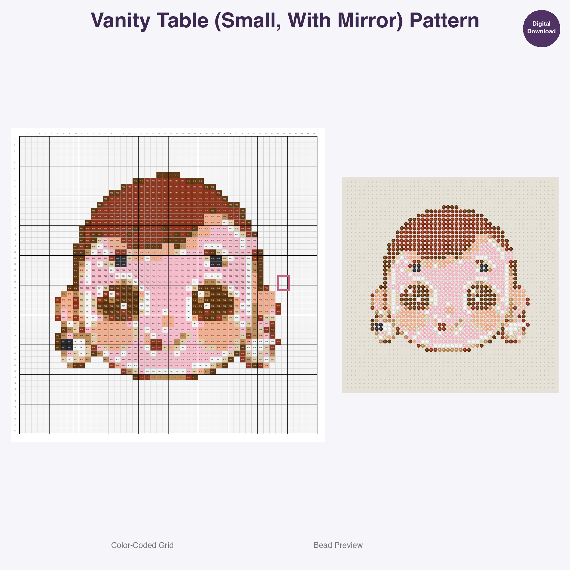 Glamour Glitter Vanity Perler Bead Patterns Bundle, 48 Designs (PDF Digital Download)