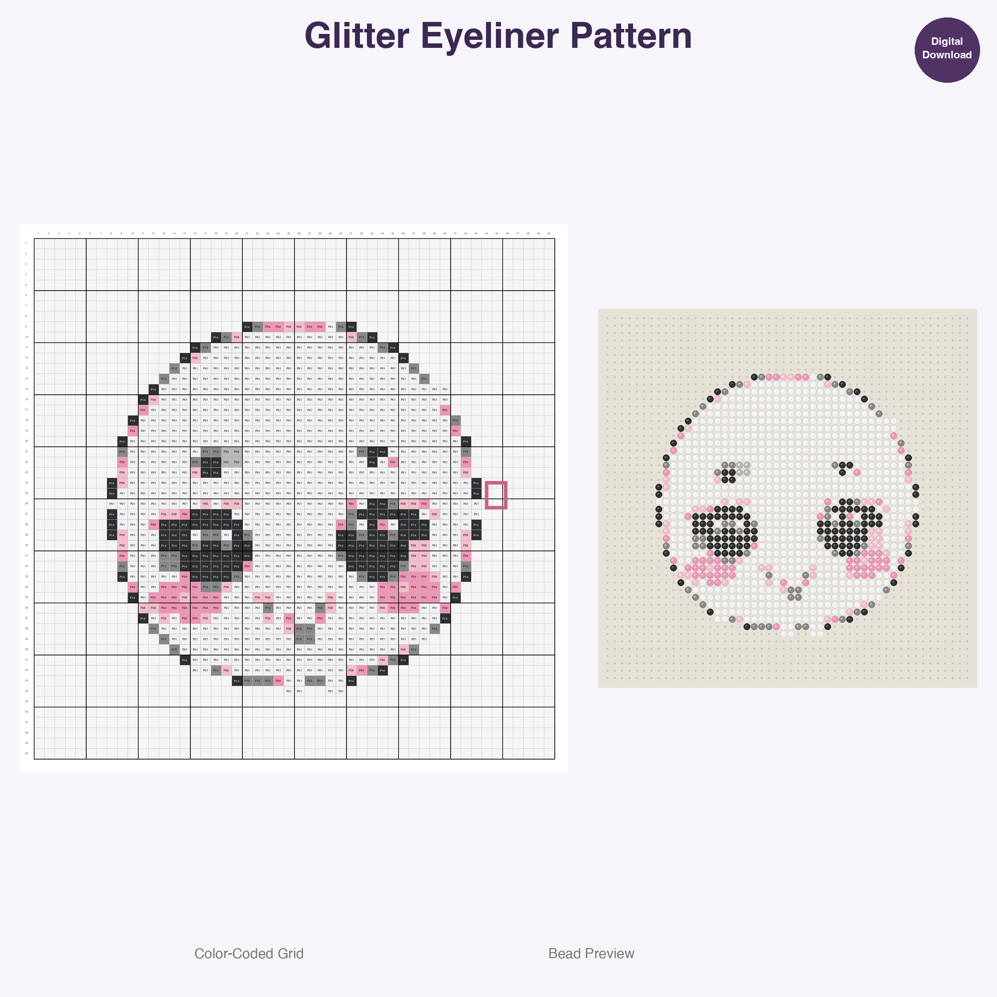 Glamour Glitter Vanity Perler Bead Patterns Bundle, 48 Designs (PDF Digital Download)