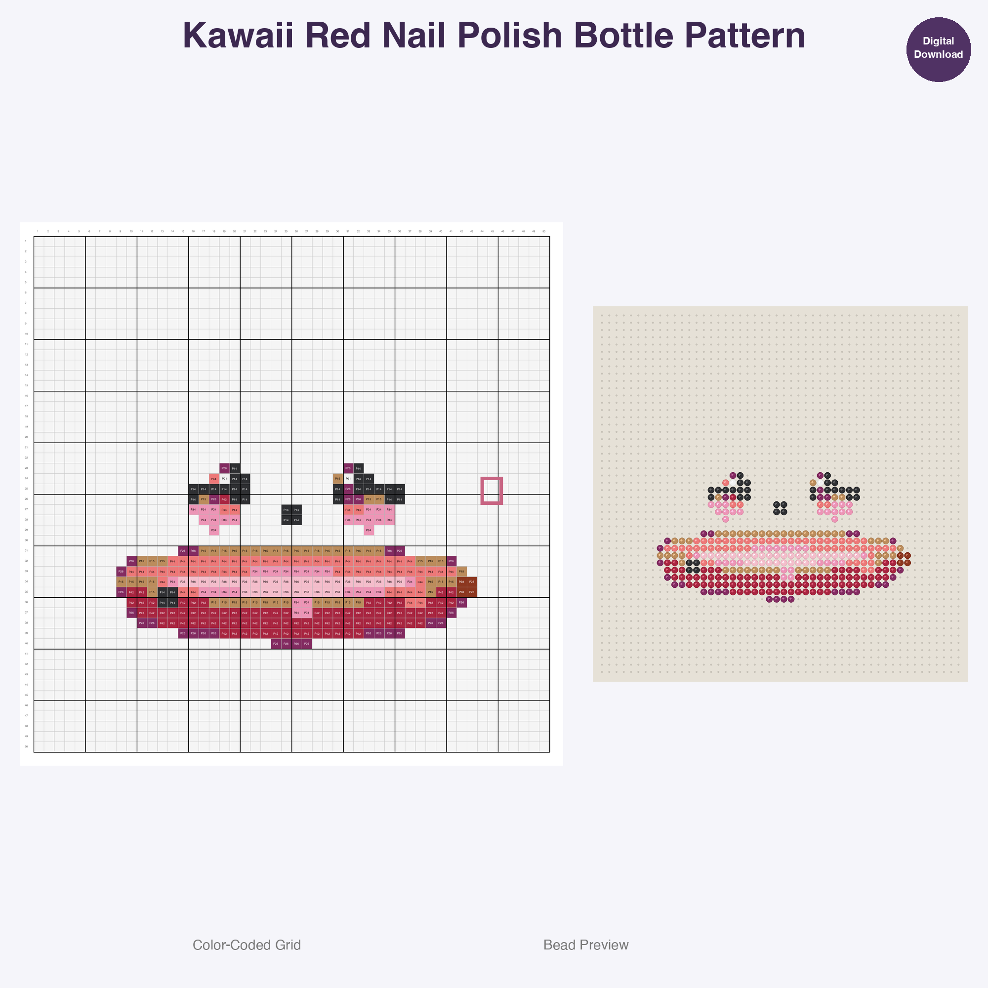 Glamour Glow Beauty Perler Bead Patterns Bundle, 48 Designs (PDF Digital Download)