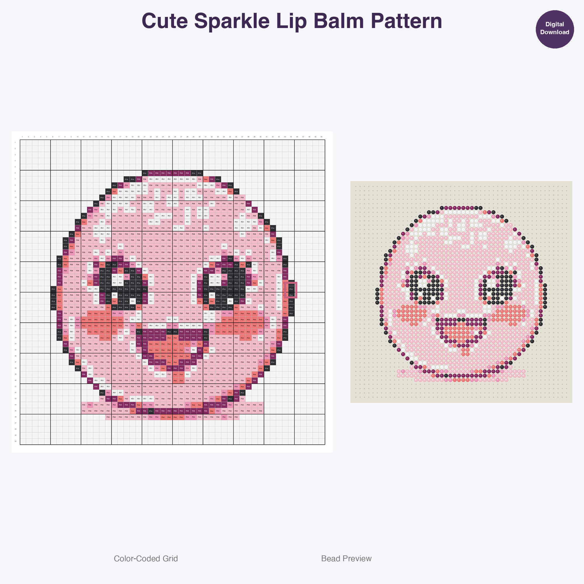 Glamour Glow Beauty Perler Bead Patterns Bundle, 48 Designs (PDF Digital Download)