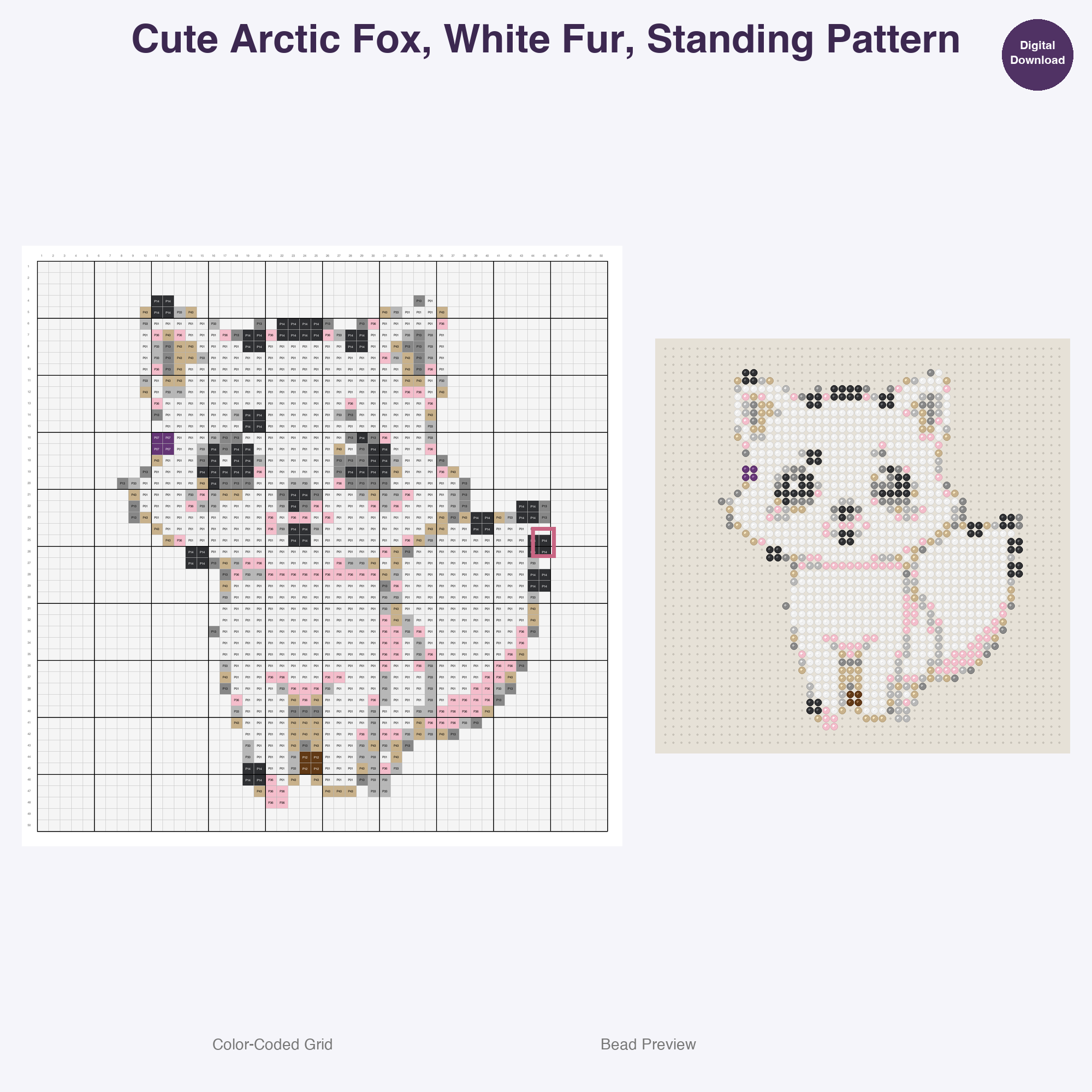 Glimmerwood Grove Critters Perler Bead Patterns, 48 Designs x 2 Grid Sizes (50x50 + 128x128), Fuse Bead PDF Digital Download