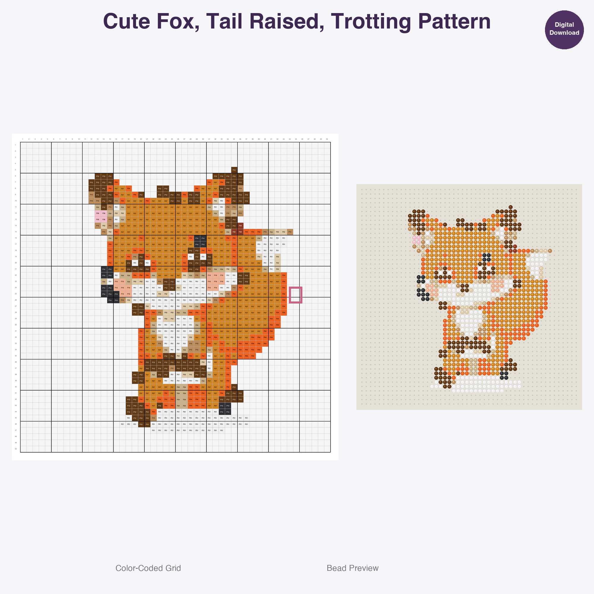 Glimmerwood Grove Critters Perler Bead Patterns, 48 Designs x 2 Grid Sizes (50x50 + 128x128), Fuse Bead PDF Digital Download
