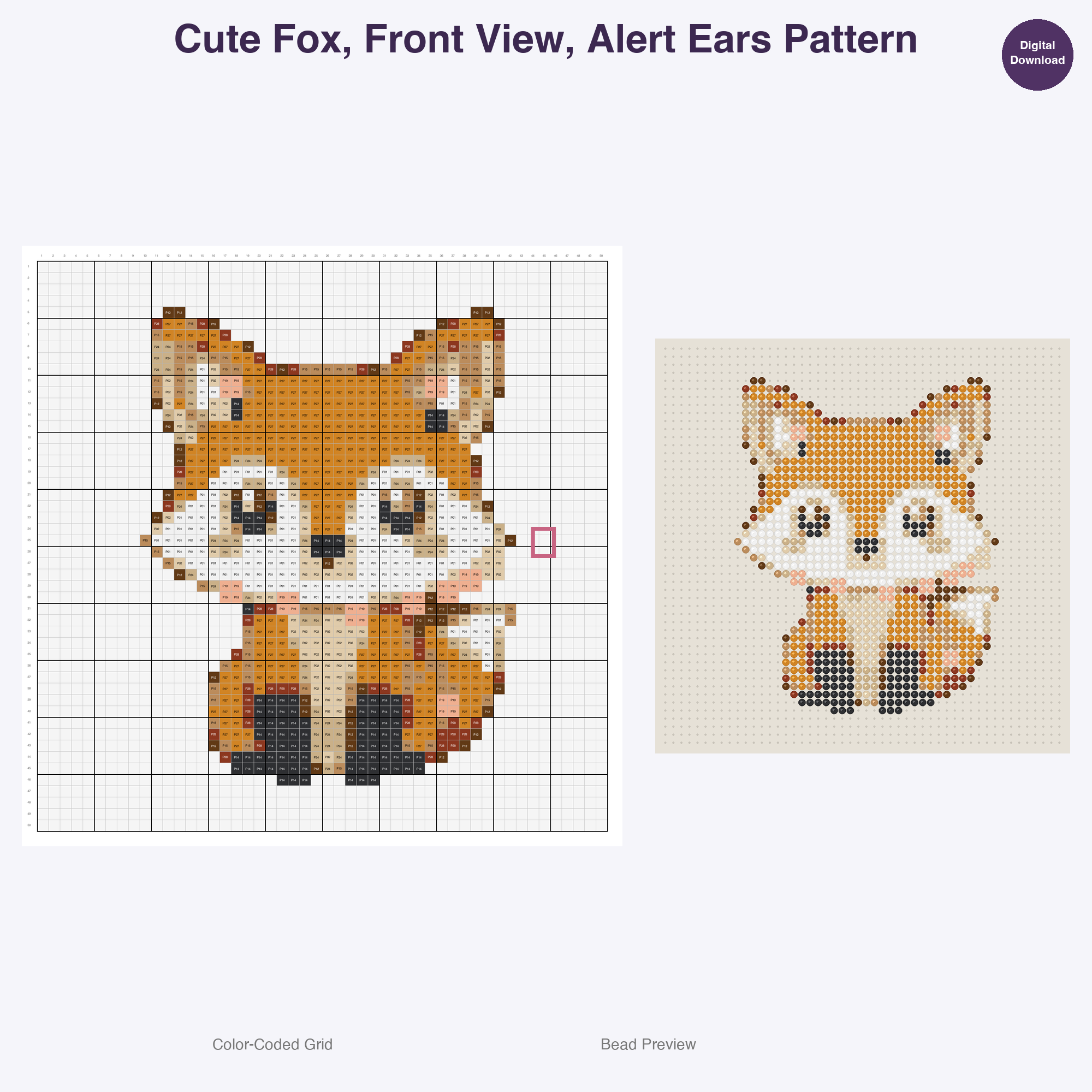 Glimmerwood Grove Critters Perler Bead Patterns, 48 Designs x 2 Grid Sizes (50x50 + 128x128), Fuse Bead PDF Digital Download