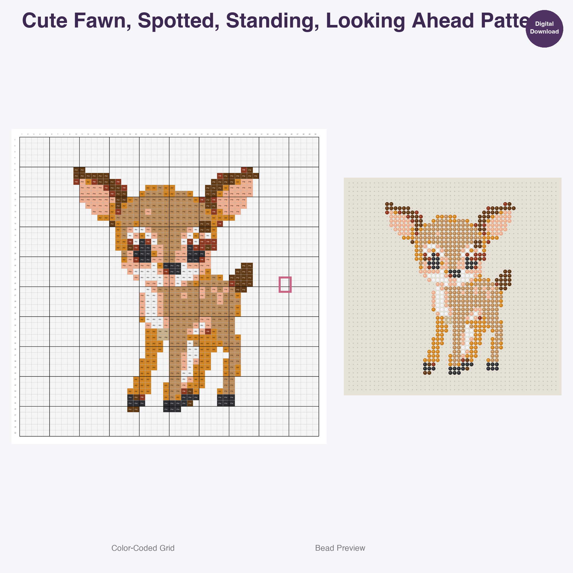 Glimmerwood Grove Critters Perler Bead Patterns, 48 Designs x 2 Grid Sizes (50x50 + 128x128), Fuse Bead PDF Digital Download