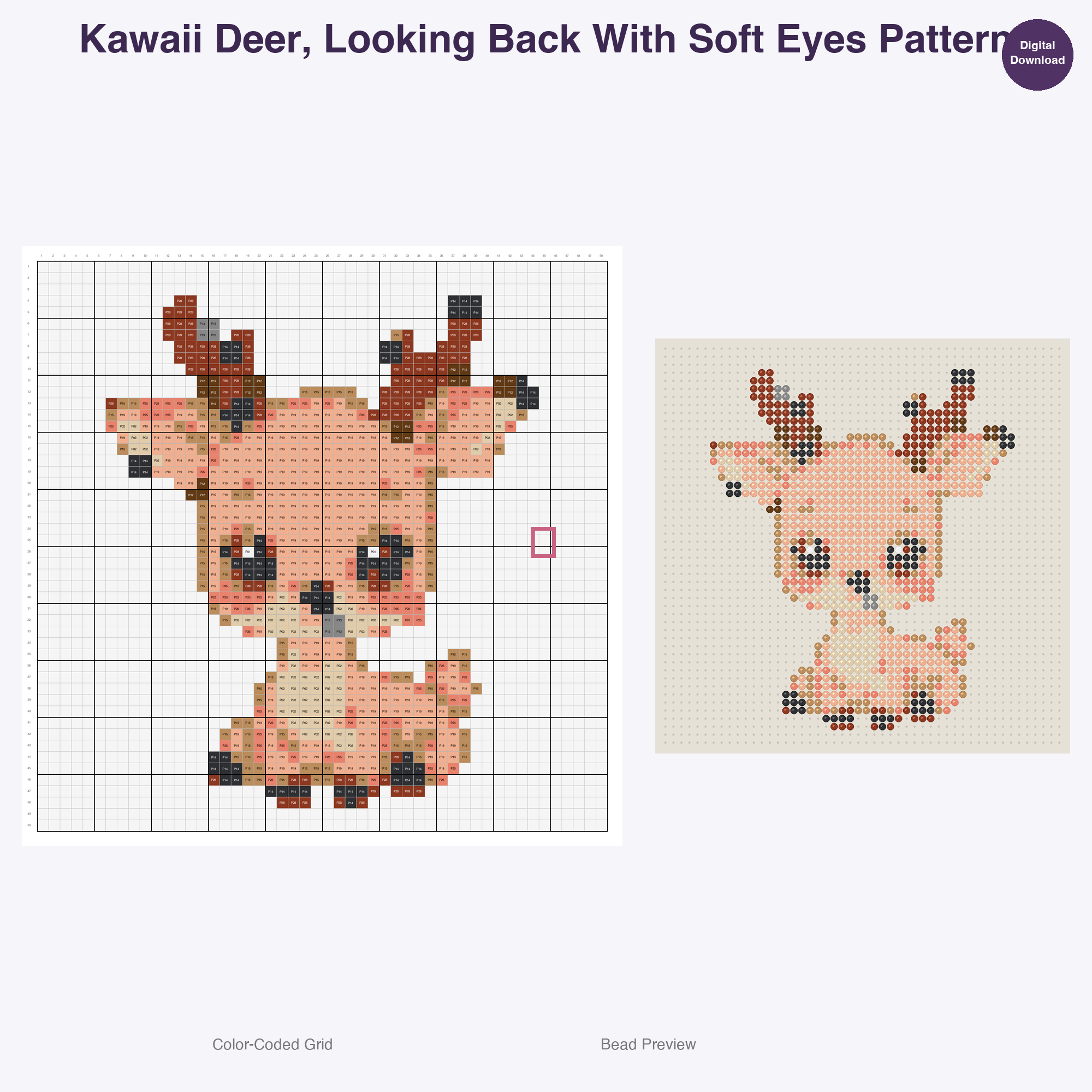 Glimmerwood Grove Critters Perler Bead Patterns, 48 Designs x 2 Grid Sizes (50x50 + 128x128), Fuse Bead PDF Digital Download