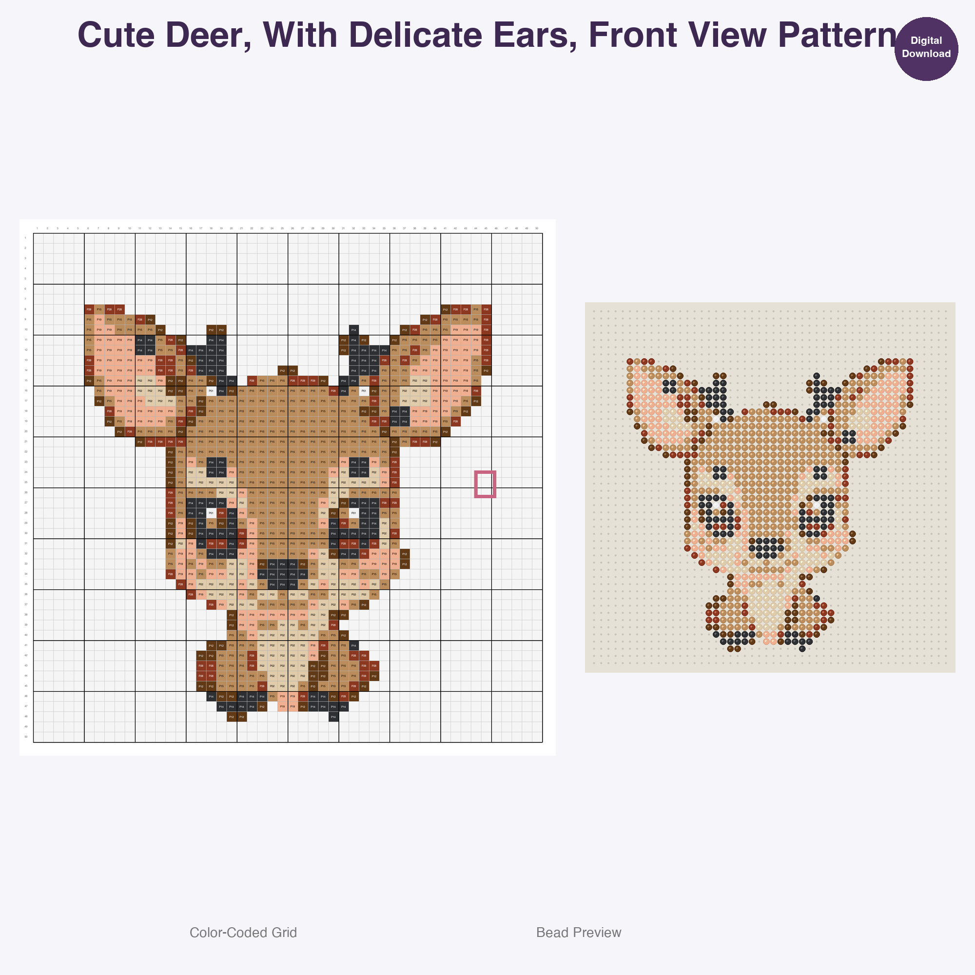 Glimmerwood Grove Critters Perler Bead Patterns, 48 Designs x 2 Grid Sizes (50x50 + 128x128), Fuse Bead PDF Digital Download