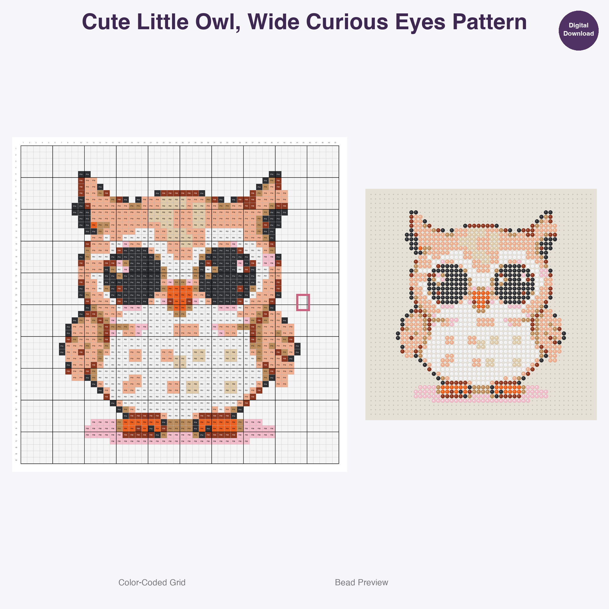 Glimmerwood Grove Critters Perler Bead Patterns, 48 Designs x 2 Grid Sizes (50x50 + 128x128), Fuse Bead PDF Digital Download