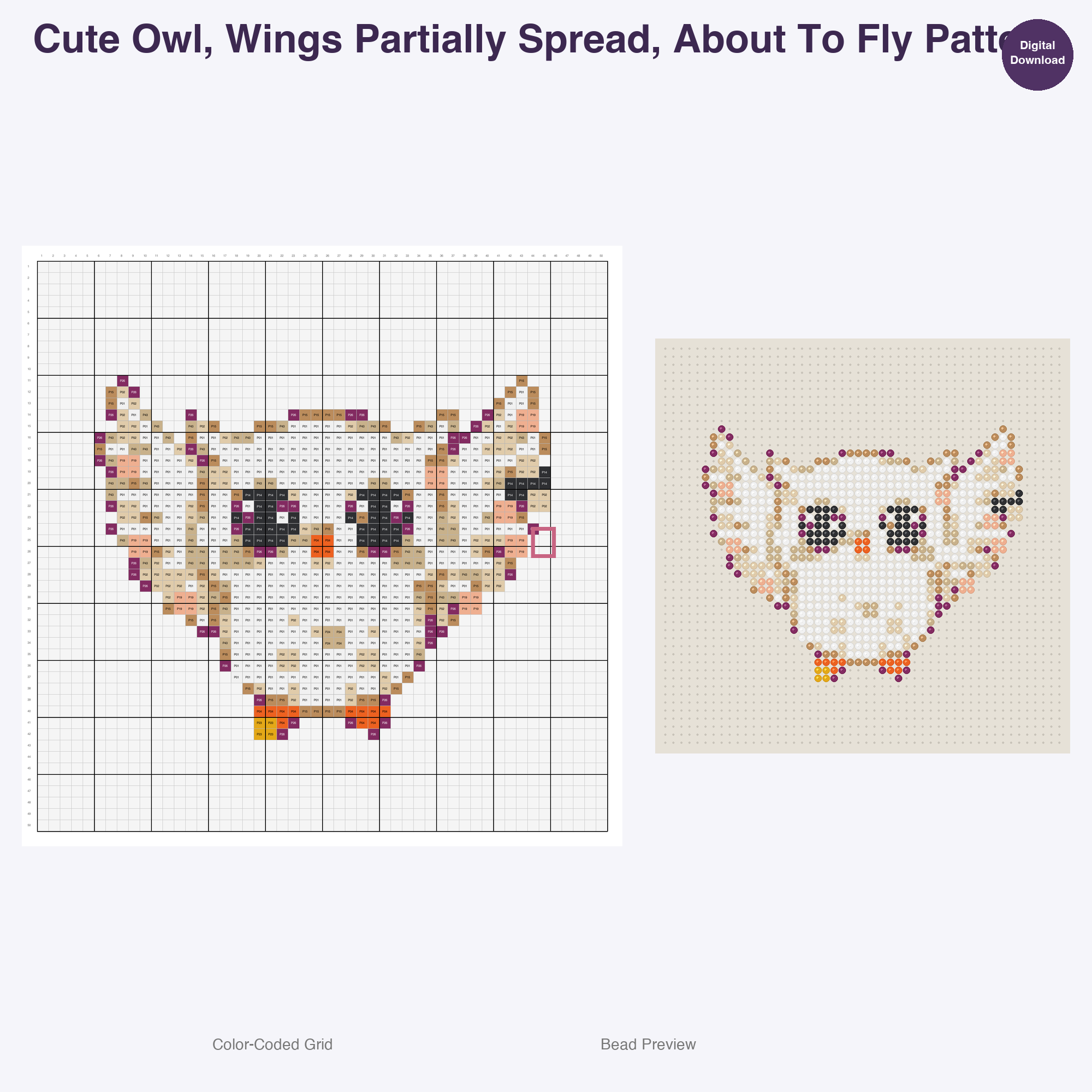 Glimmerwood Grove Critters Perler Bead Patterns, 48 Designs x 2 Grid Sizes (50x50 + 128x128), Fuse Bead PDF Digital Download