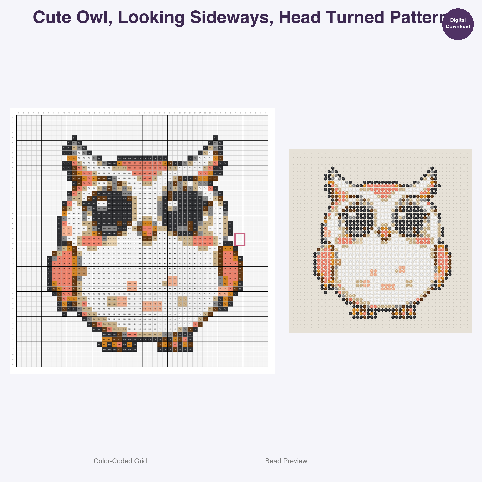 Glimmerwood Grove Critters Perler Bead Patterns, 48 Designs x 2 Grid Sizes (50x50 + 128x128), Fuse Bead PDF Digital Download