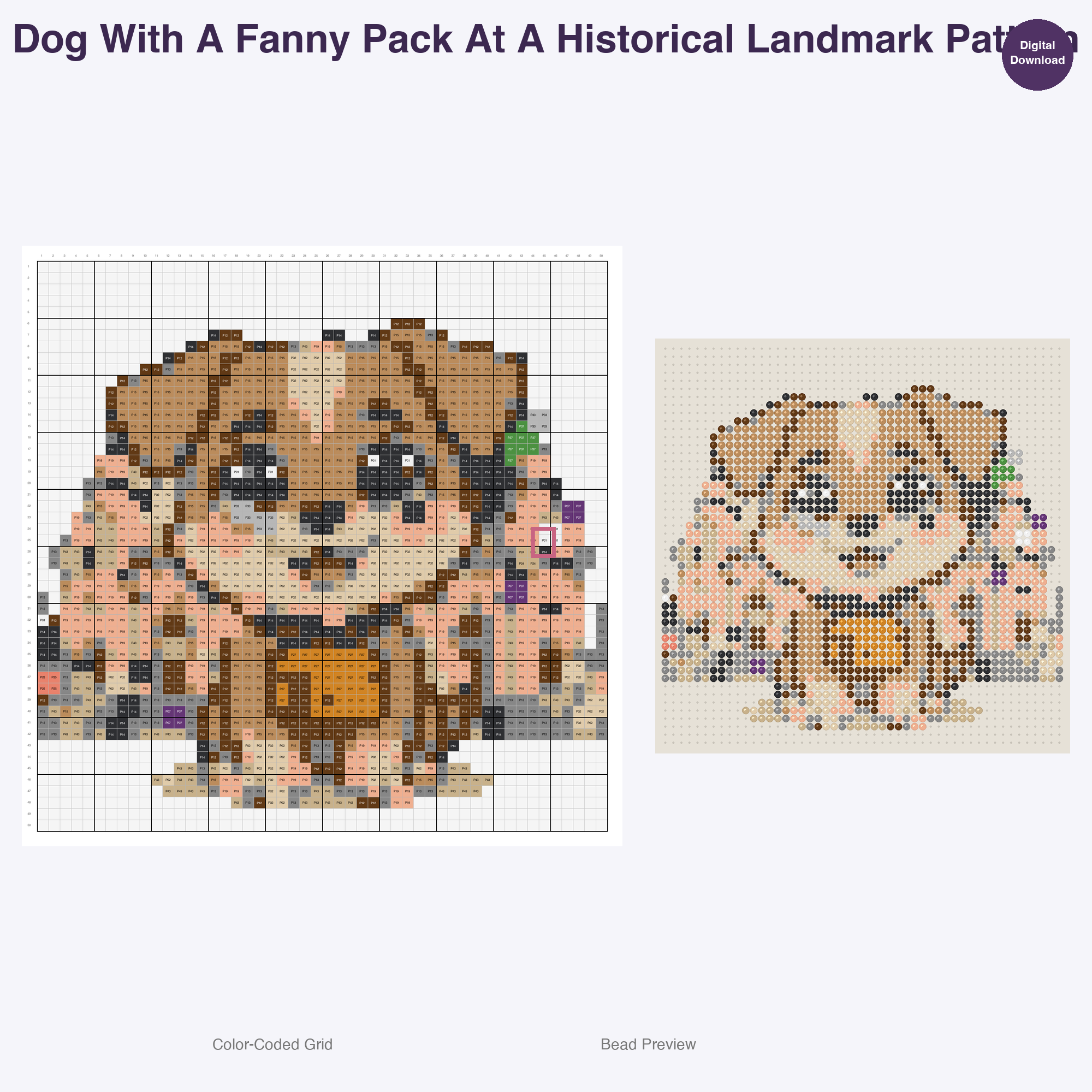 Globetrotting Animal Adventures Perler Bead Patterns, 48 Designs x 3 Grid Sizes (29x29 + 50x50 + 128x128), Fuse Bead PDF Digital Download