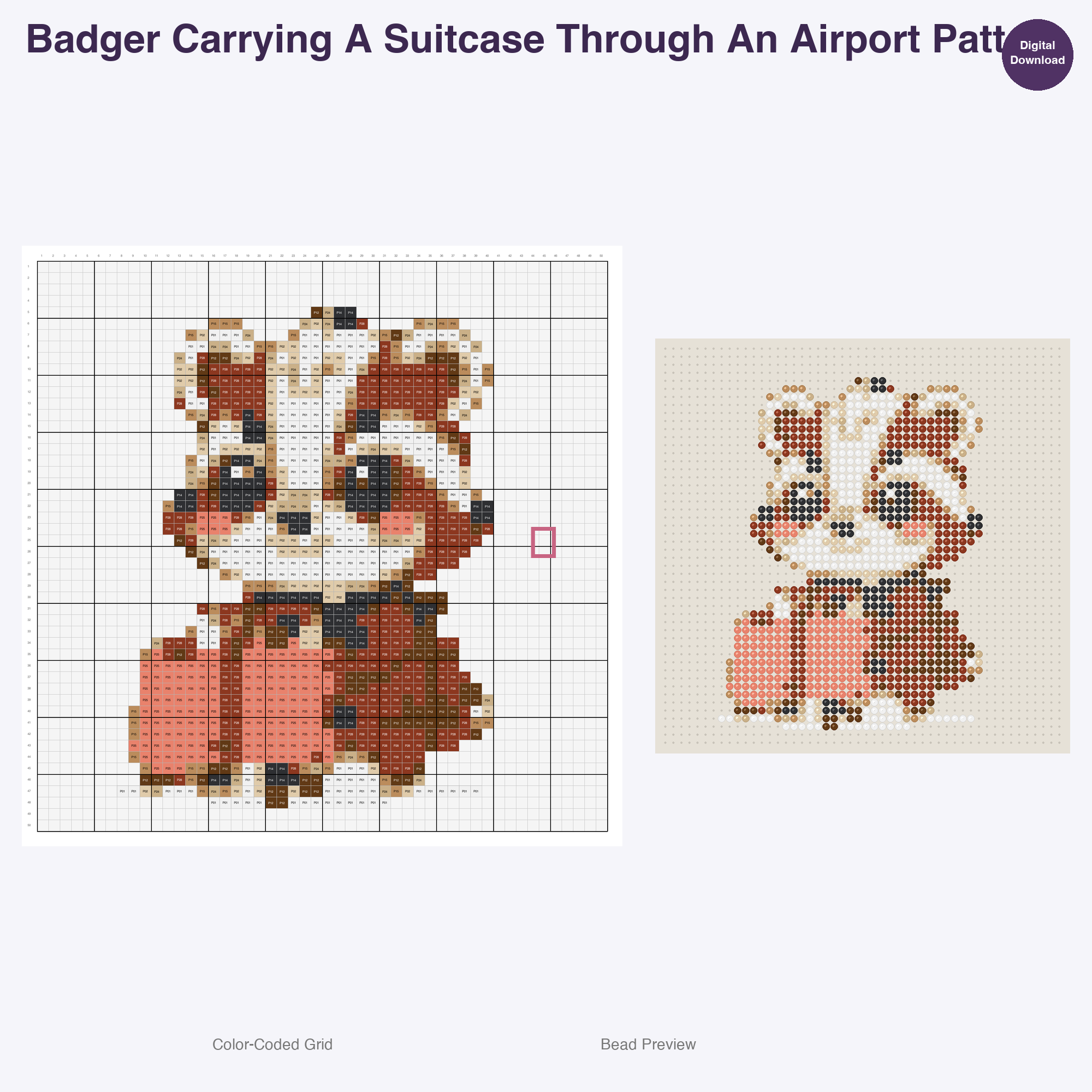 Globetrotting Animal Adventures Perler Bead Patterns, 48 Designs x 3 Grid Sizes (29x29 + 50x50 + 128x128), Fuse Bead PDF Digital Download