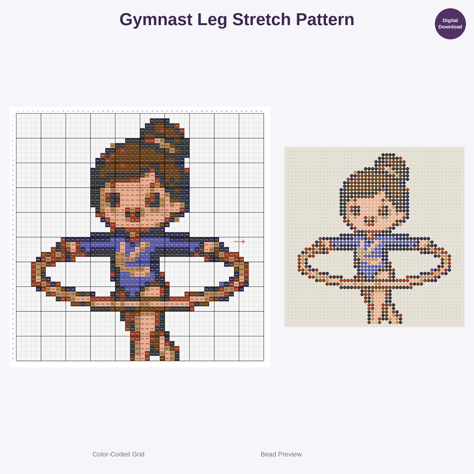 Gymnastics Glamour Perler Bead Patterns Bundle, 48 Designs (PDF Digital Download)