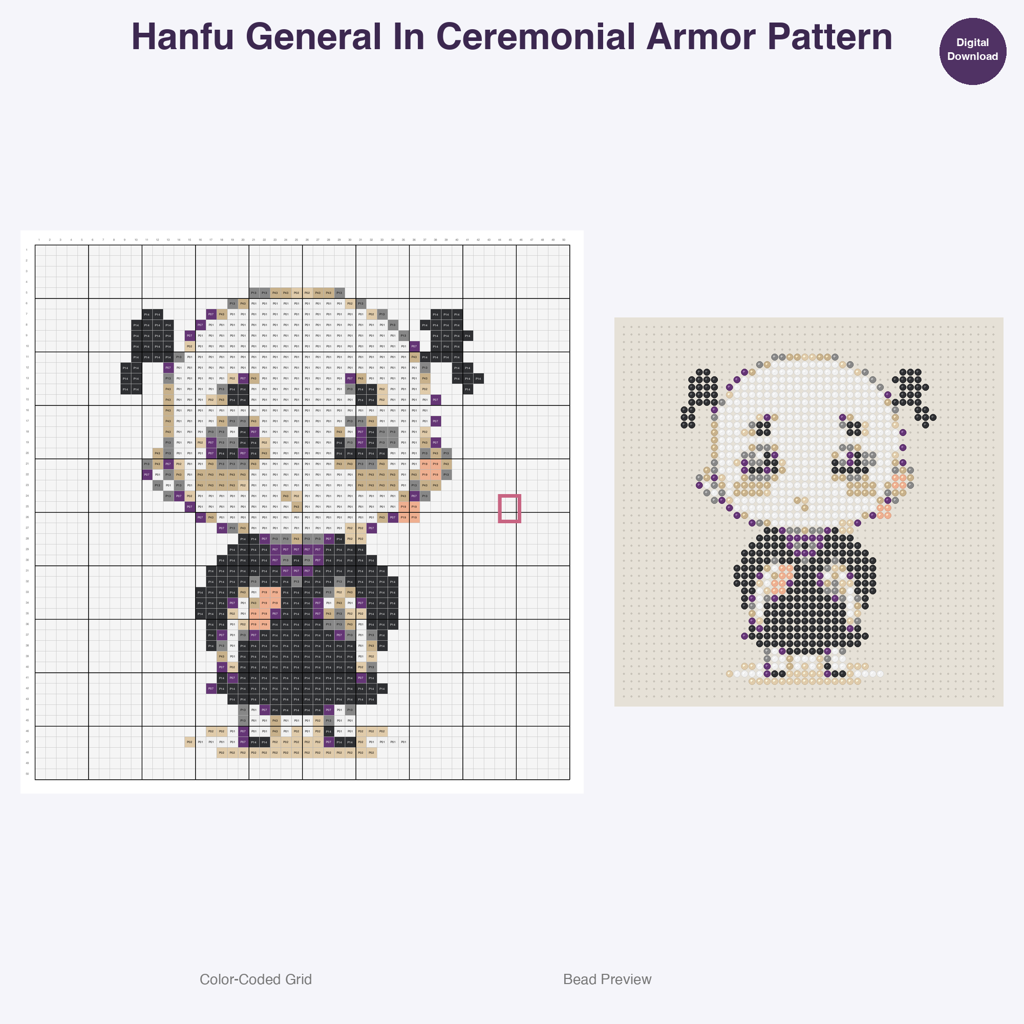 Hanfu Characters Perler Bead Patterns Bundle, 48 Designs (PDF Digital Download)