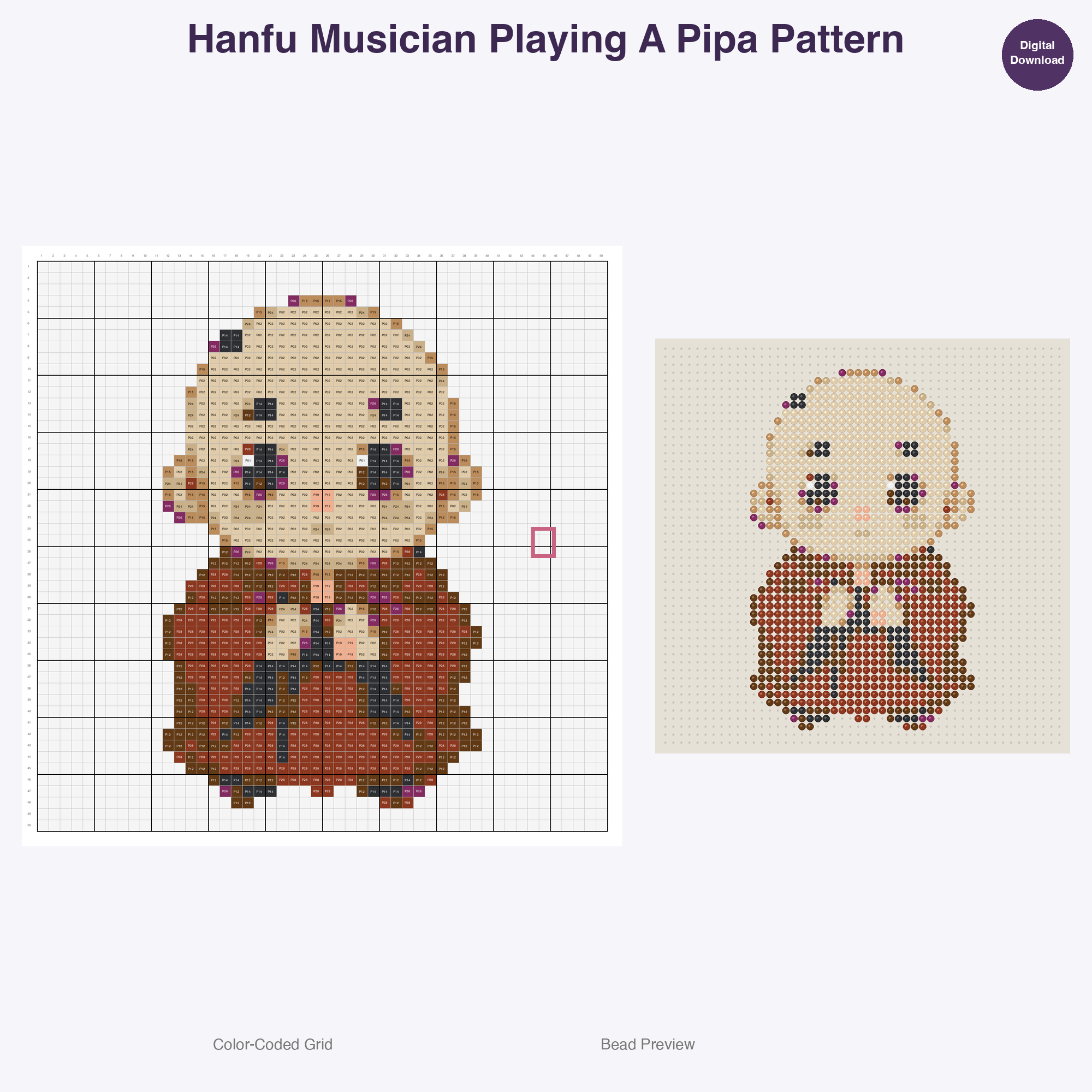 Hanfu Characters Perler Bead Patterns Bundle, 48 Designs (PDF Digital Download)