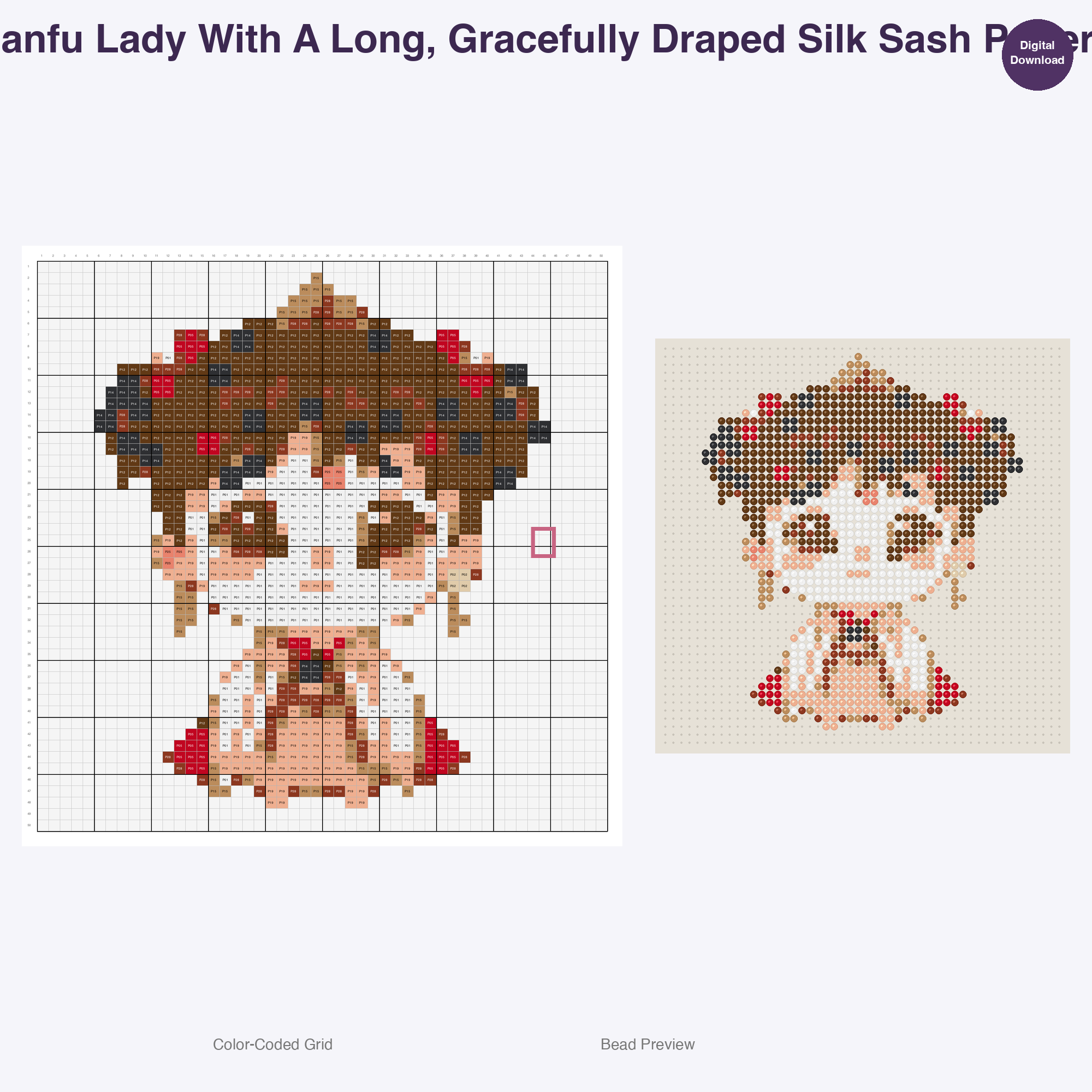 Hanfu Characters Perler Bead Patterns Bundle, 48 Designs (PDF Digital Download)