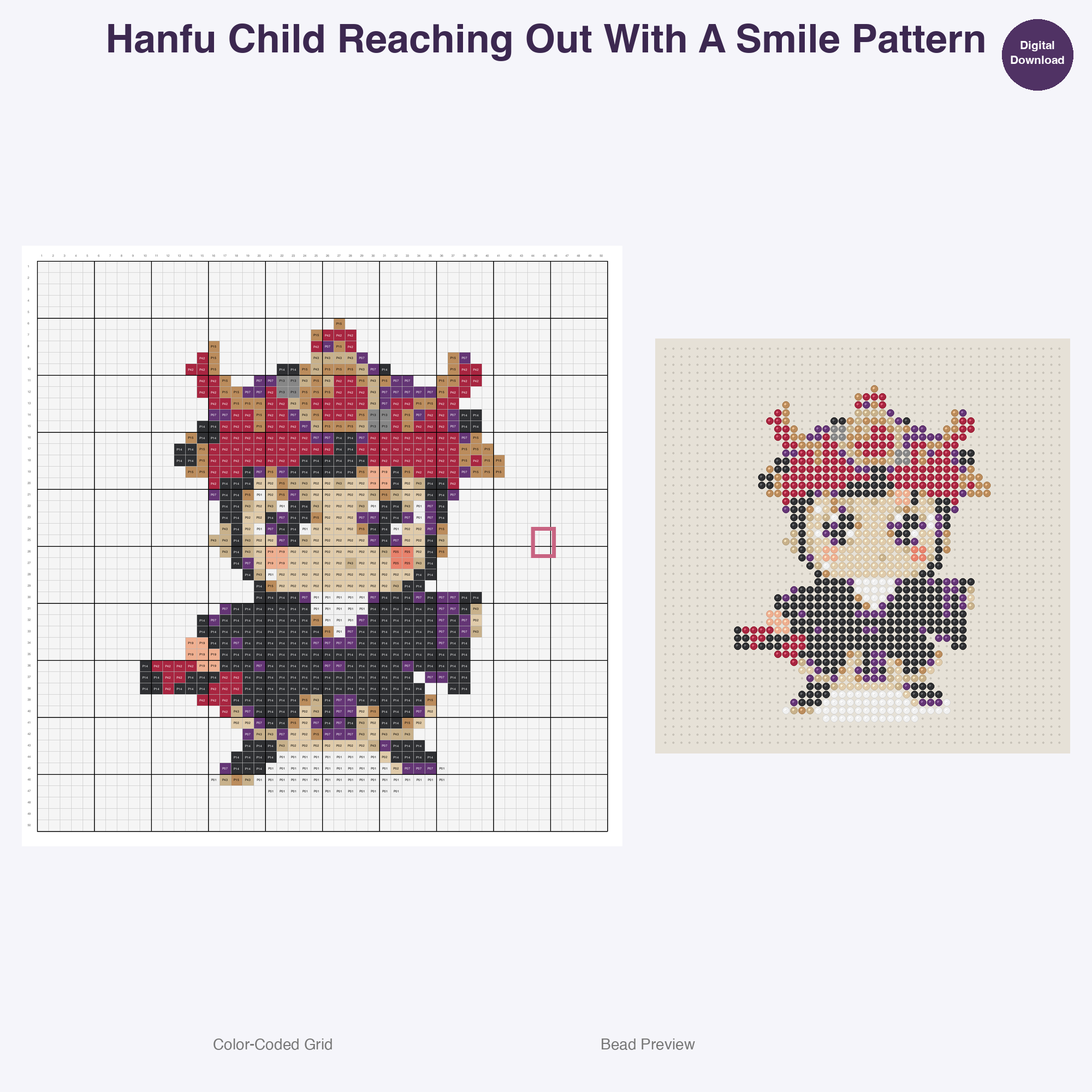 Hanfu Characters Perler Bead Patterns Bundle, 48 Designs (PDF Digital Download)