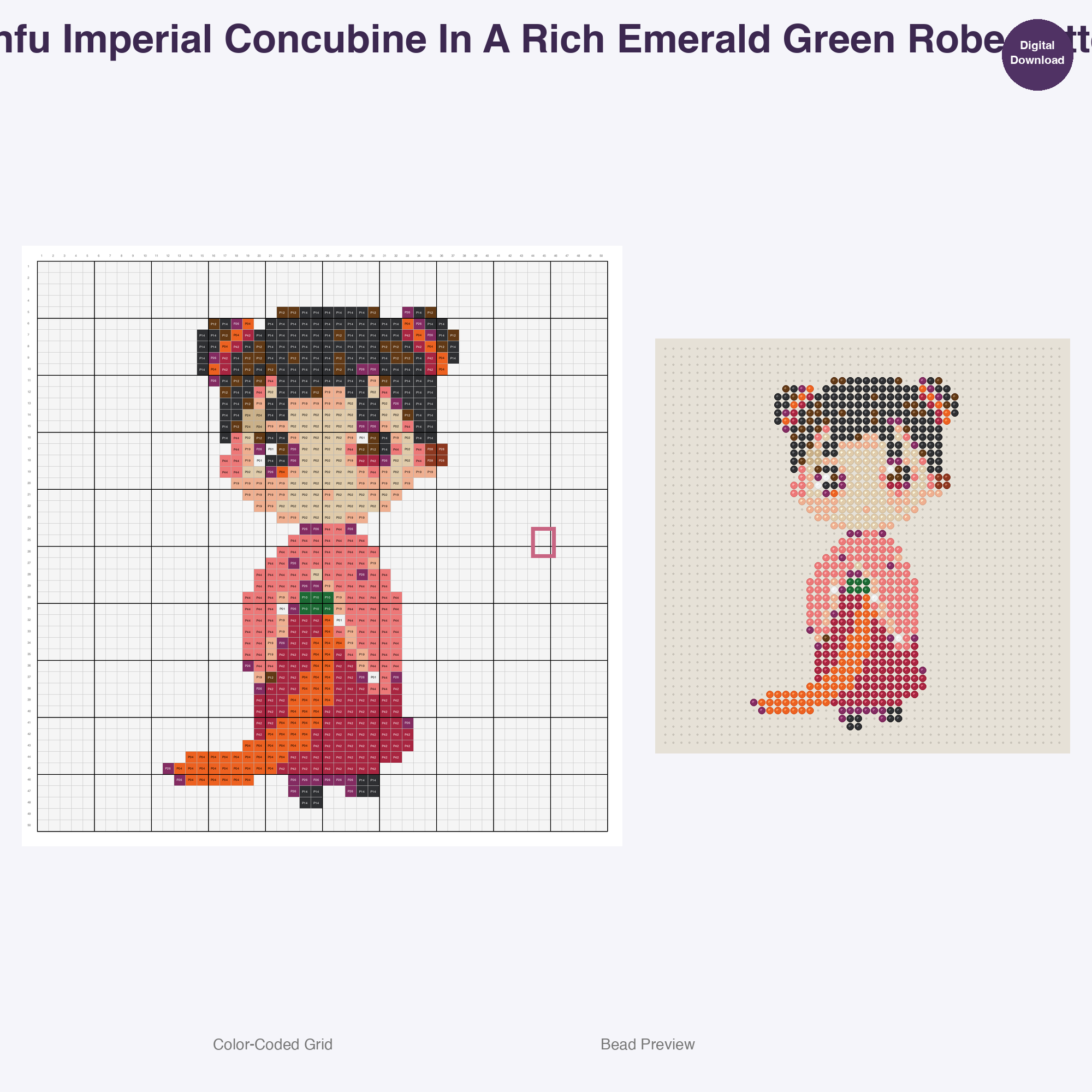 Hanfu Characters Perler Bead Patterns Bundle, 48 Designs (PDF Digital Download)