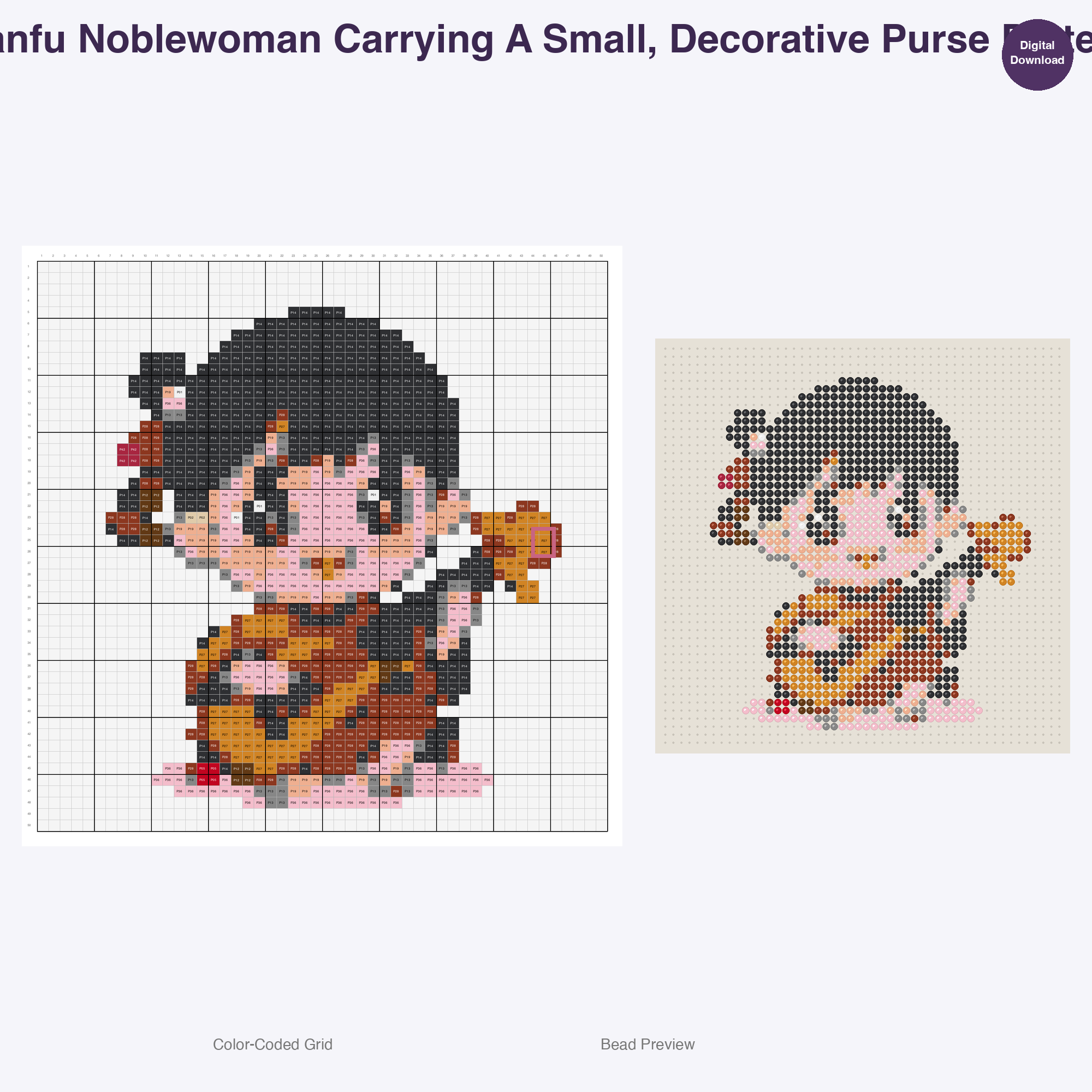 Hanfu Characters Perler Bead Patterns Bundle, 48 Designs (PDF Digital Download)