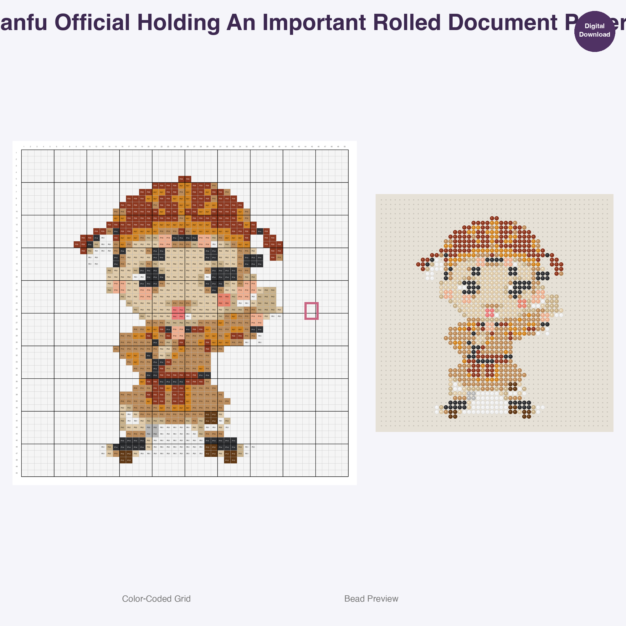 Hanfu Characters Perler Bead Patterns Bundle, 48 Designs (PDF Digital Download)