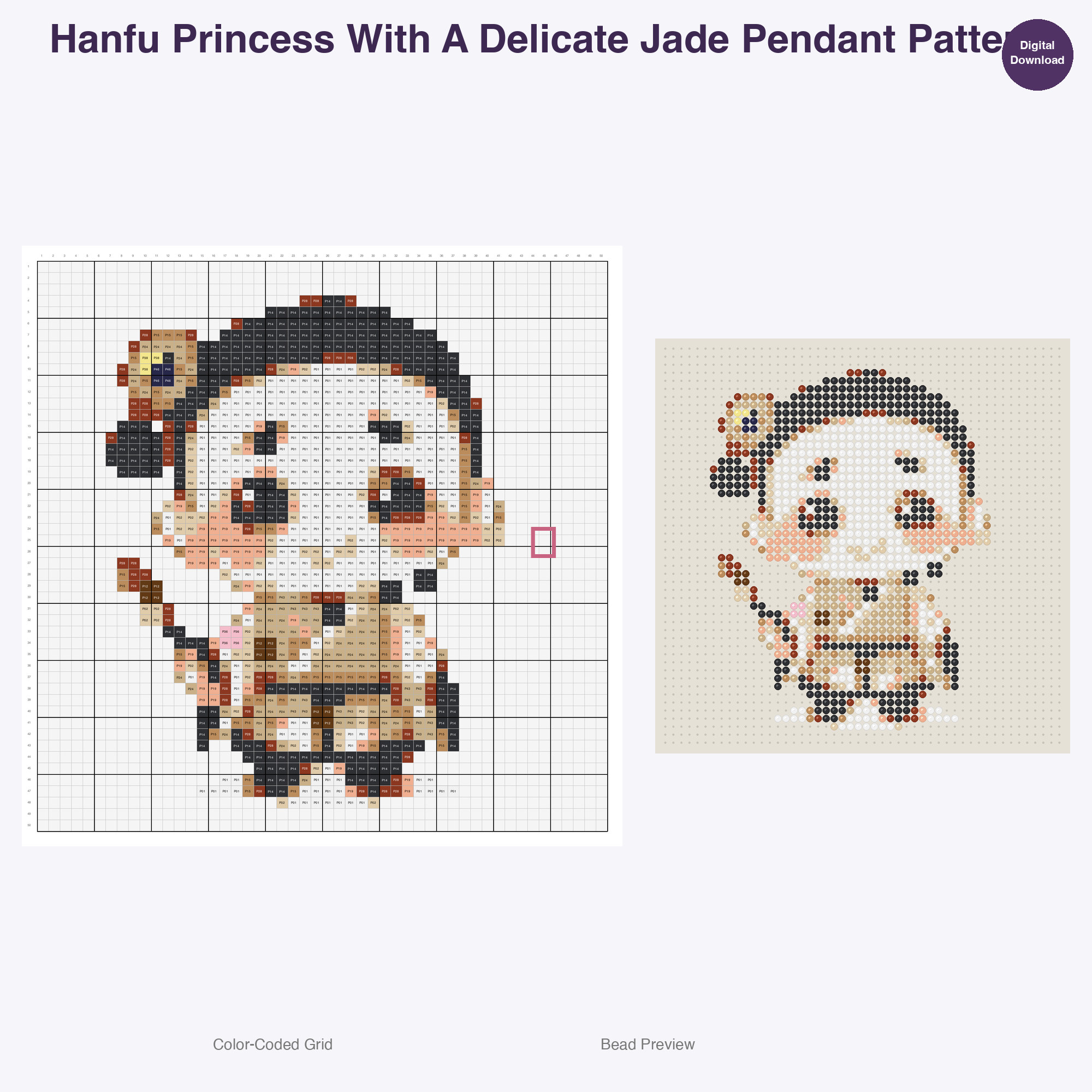 Hanfu Characters Perler Bead Patterns Bundle, 48 Designs (PDF Digital Download)
